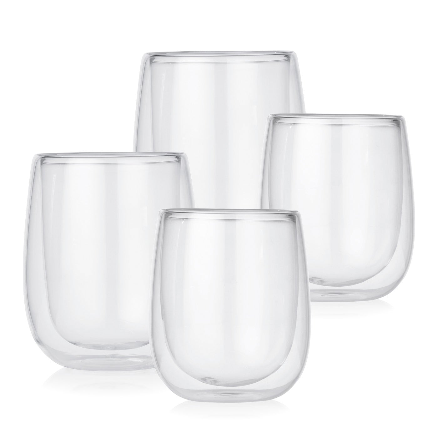 Thermoglas Set 4-tlg. - je 2x Cappuccino & Latte Macchiato, doppelwandige Borosilikatgläser, wärmeisolierend, 250ml & 350ml Fassungsvermögen.