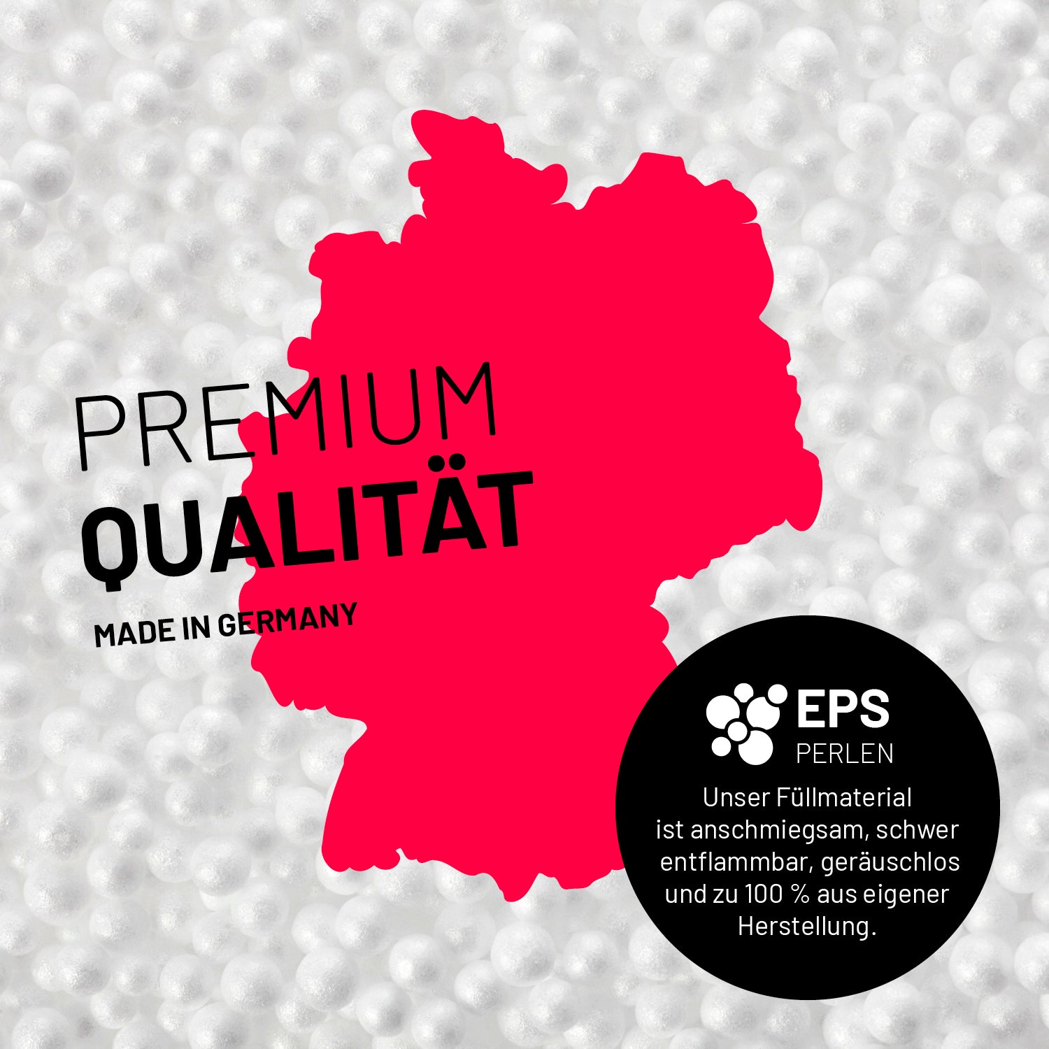 Sitzsack Drops (300 L) - Grau mit hochwertiger, schwer entflammbarer EPS-Perlenfüllung, hergestellt in Deutschland, für drinnen und draußen.