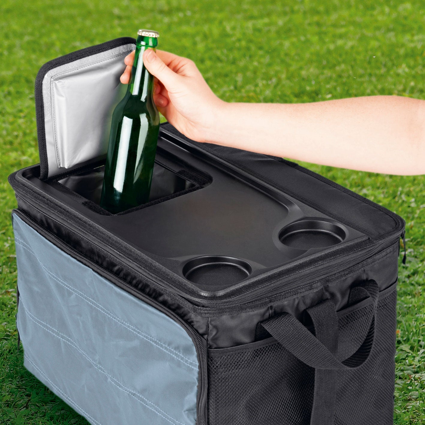 Kühltasche faltbar - 30 l - schwarz/dunkelgrau