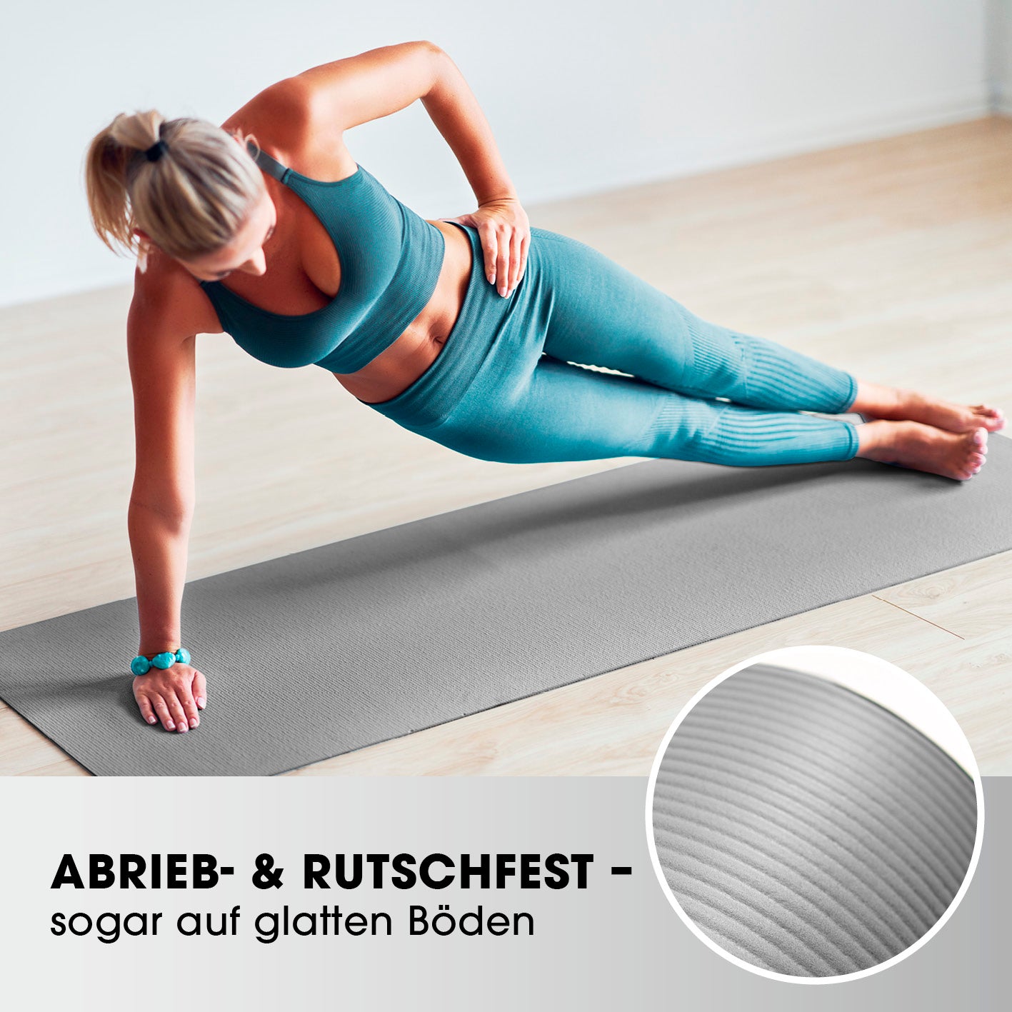 Fitness- und Gymnastikmatte - 183 x 61 x 1 cm - Grau