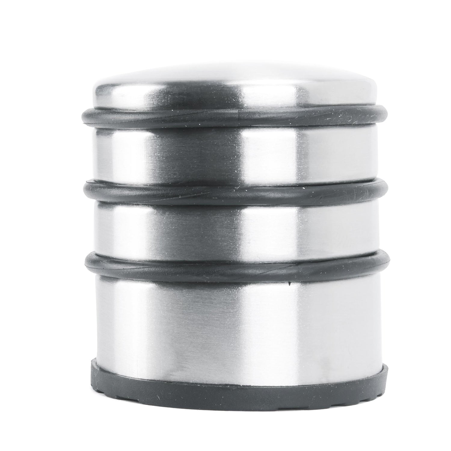 Edelstahl Türstopper Chrom-Design hoch 2 Stück mit drei Gummiringen und rutschfester Gummifläche für jeden Boden.