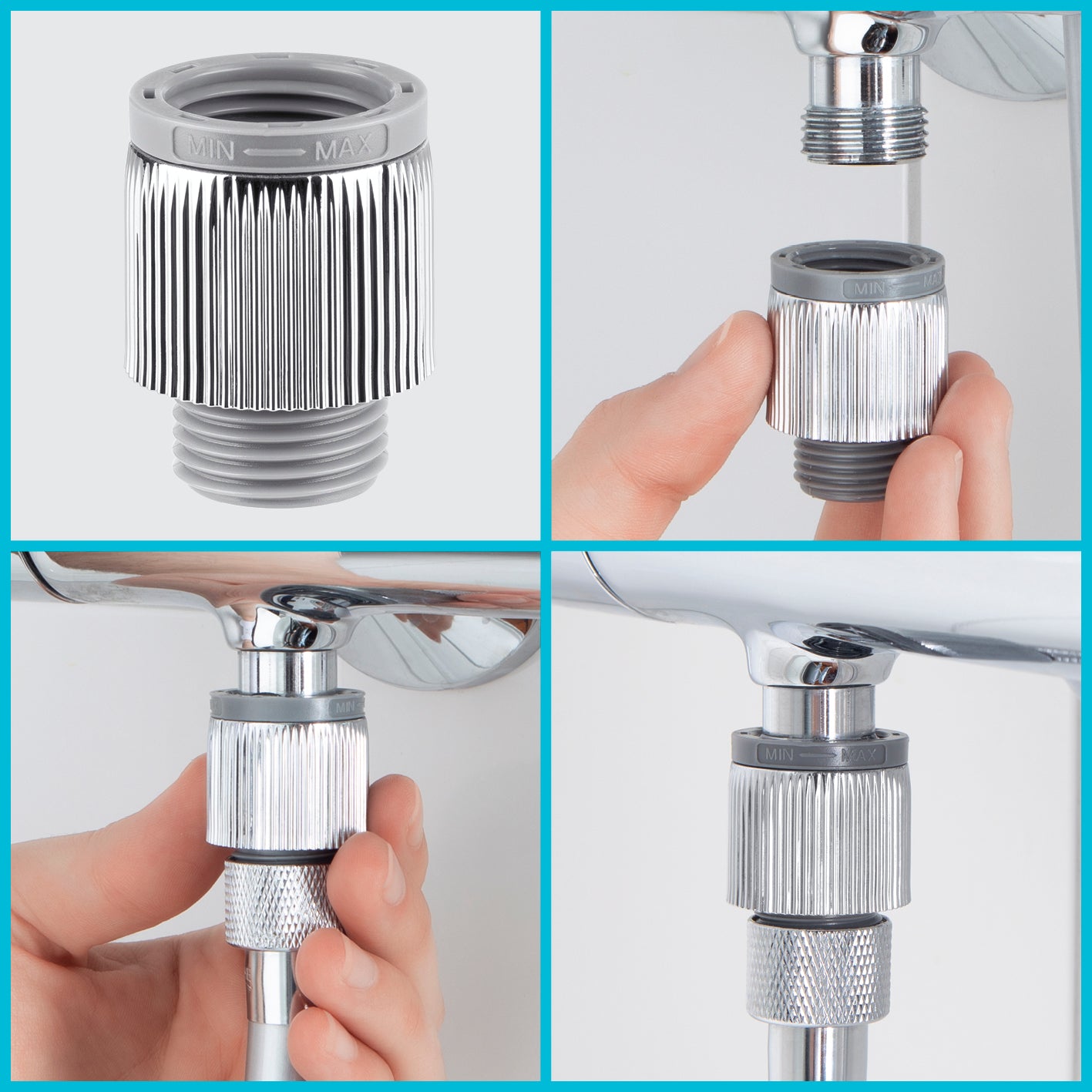Einstellbarer Wassersparer für die Dusche - chromfarben - 2er-Set