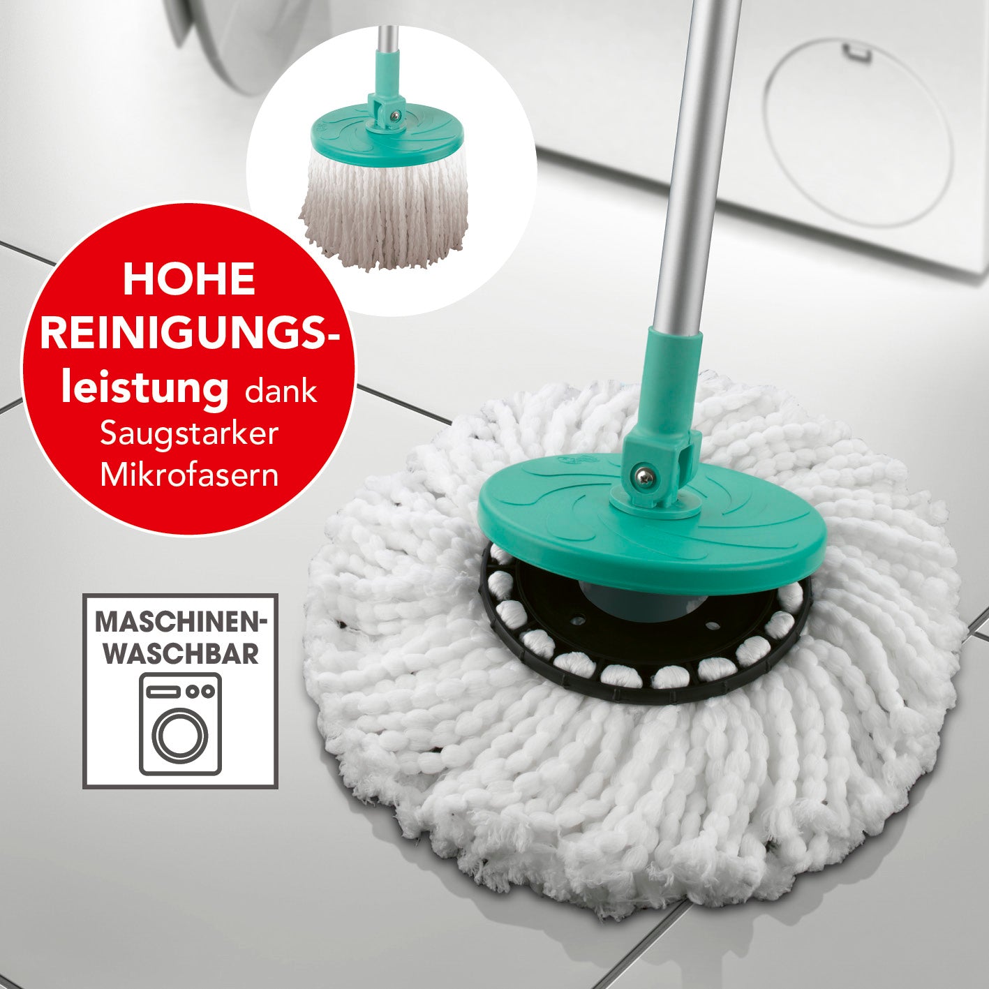 Power-Wischmopp - Zwei-Kammer-Filtersystem - türkis