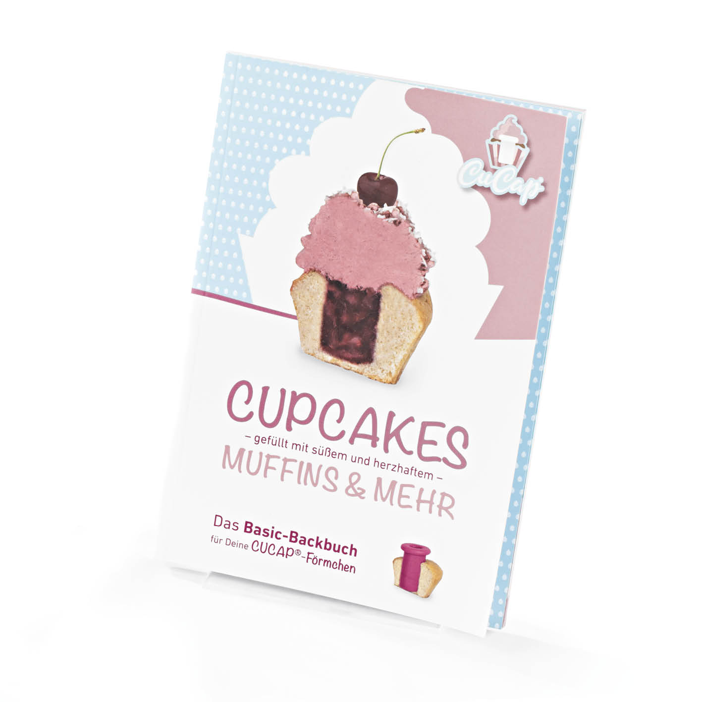 CuCap Backbuch für Cupcakes, Muffins & Mehr mit 76 Seiten und 40 Rezepten, DIN-A5 Softcover, 2. Auflage 2020.