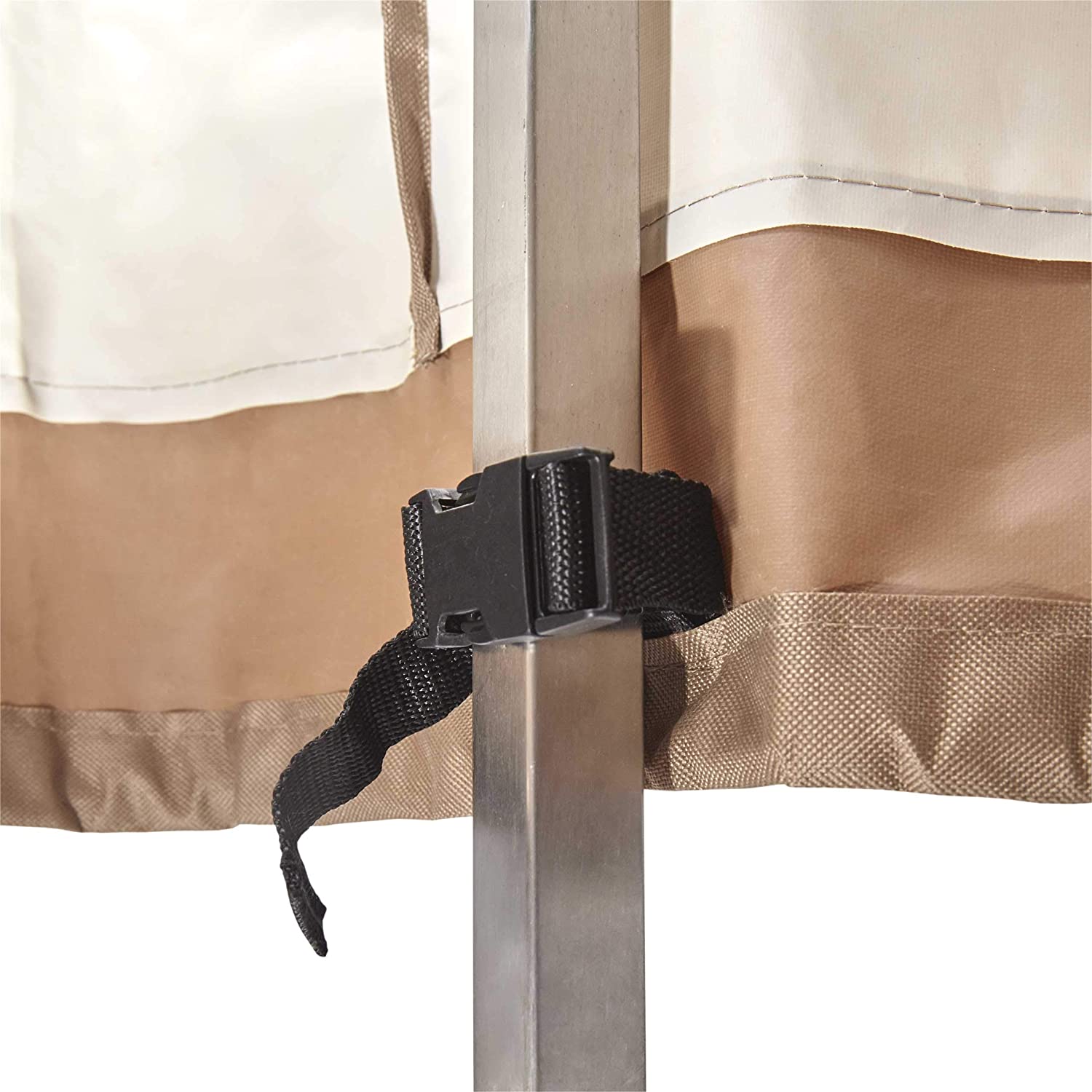 Gartenmöbelabdeckung Grill Abdeckhaube 183 x 68 x 133 cm in Beige mit stabilem Verschluss zur sicheren Befestigung.