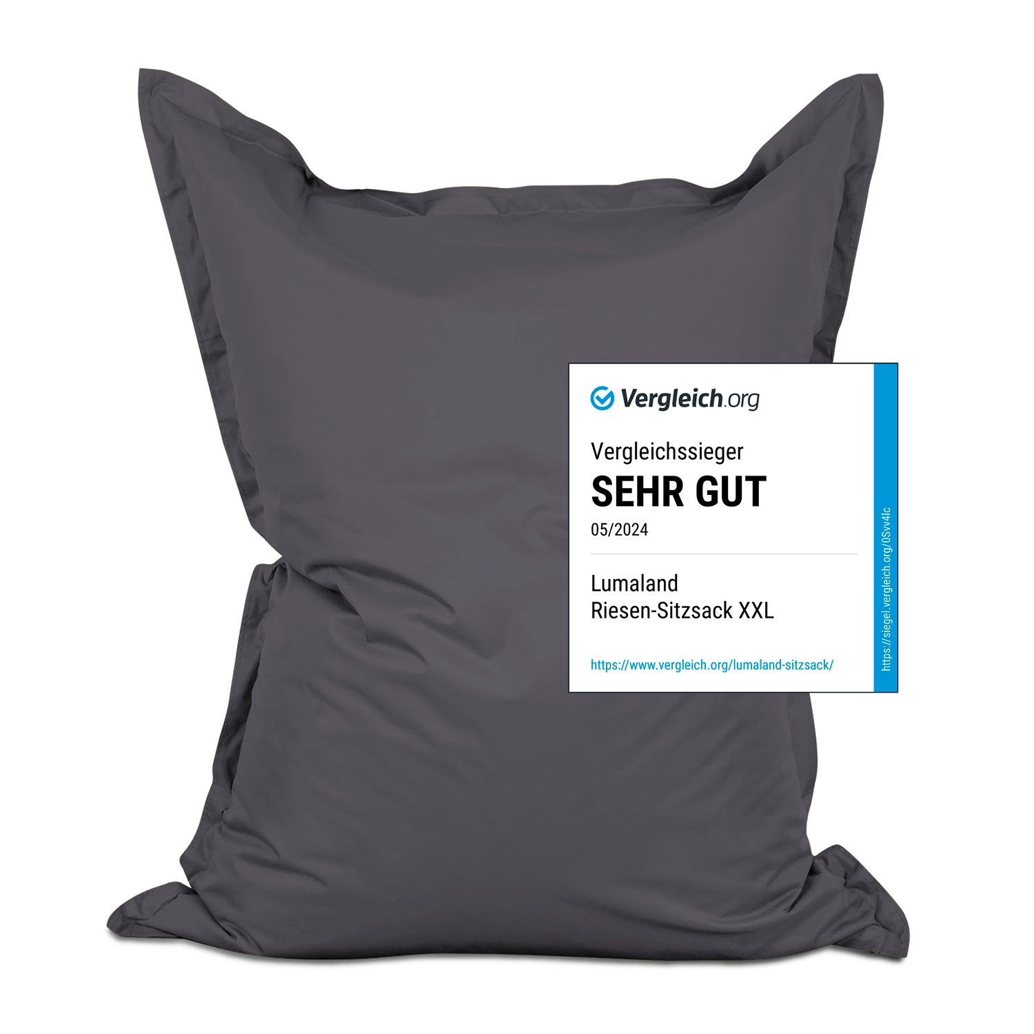 Sitzsack Classic XXL (380 L) Anthrazit, indoor & outdoor, mit robustem Material und extra großem Volumen für komfortables Sitzen und Liegen.