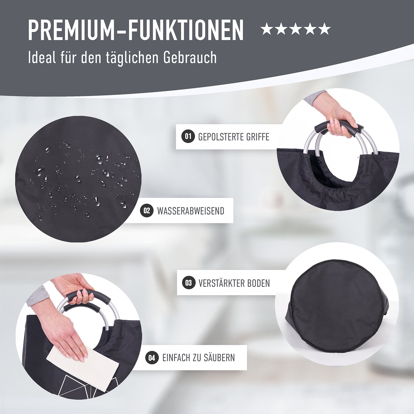 Faltbarer Wäschekorb - 2er Set - Motiv Löwe & Zebra mit wasserabweisendem Polyester und gepolsterten Griffen, ideal für Haushalt und Camping.
