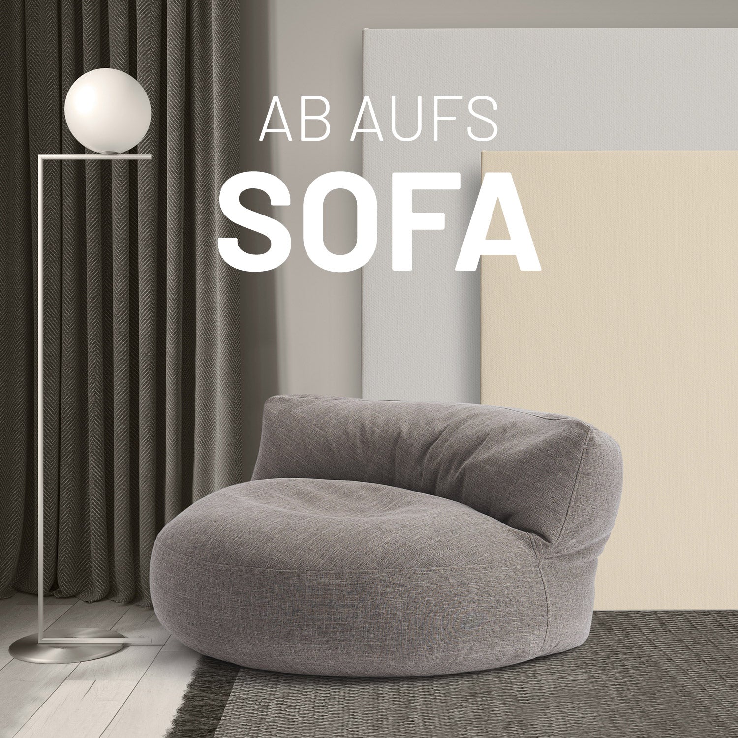 Interior Line Sitzsack-Lounge (320 L) Hellgrau aus leinenartigem Material für gemütlichen Indoor-Sitzkomfort in modernem Design.