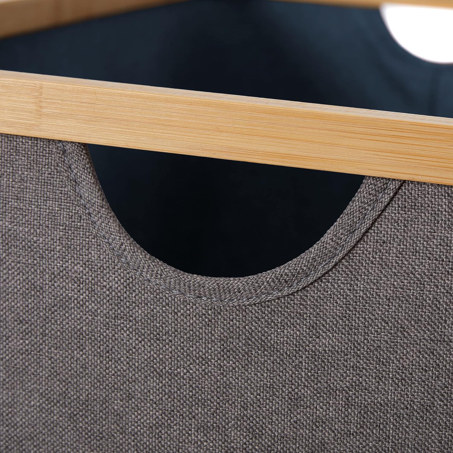 Aufbewahrungsboxen mit Bambus-Rahmen - 3er-Set - Grau-Blau, langlebig, stapelbar und mit praktischen Griffen aus Bambusholz.