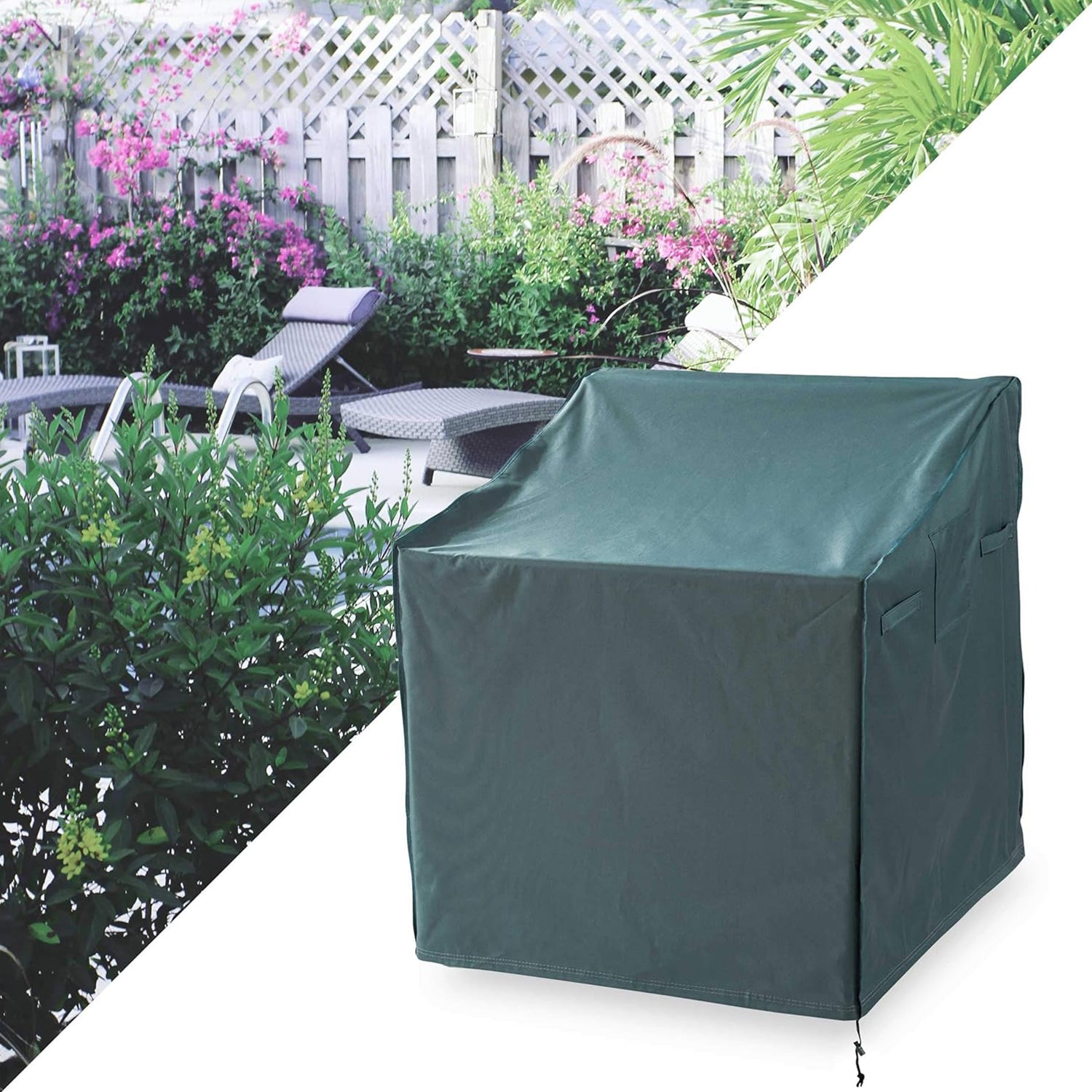 Abdeckung für gestapelte Patio Stühle - 85 x 65 x 80/119 cm in Grün/Grau, wasserdichte Schutzhülle aus robustem 600D Oxford Gewebe.