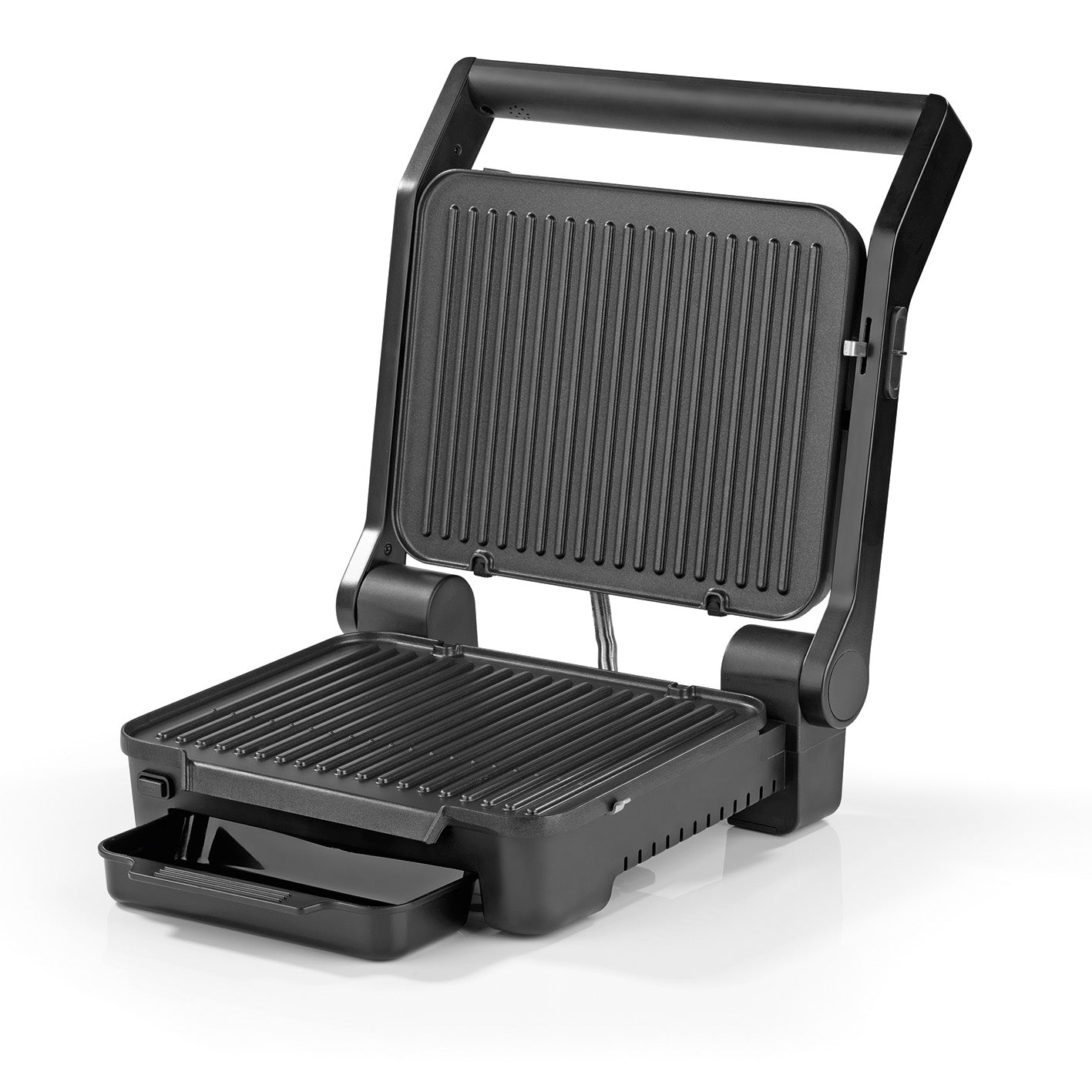 Digital-Kontakt-Grill Midnight Edition mit 2000W, großem Grillfläche und Antihaftbeschichtung, ideal für bis zu vier Personen.