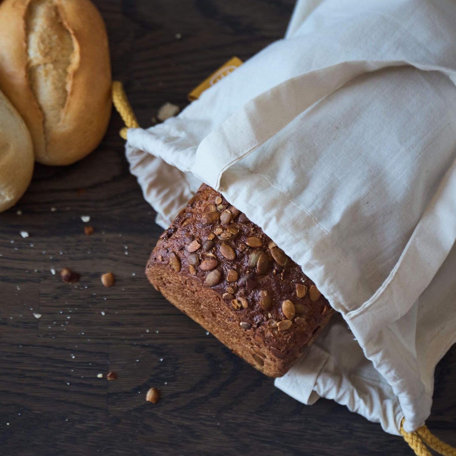 Einkaufsbeutel aus 100% Baumwolle - 4er-Set mit langlebiger Kordel, nachhaltige Beutel ideal für Brot und Lebensmittel umweltfreundlich.