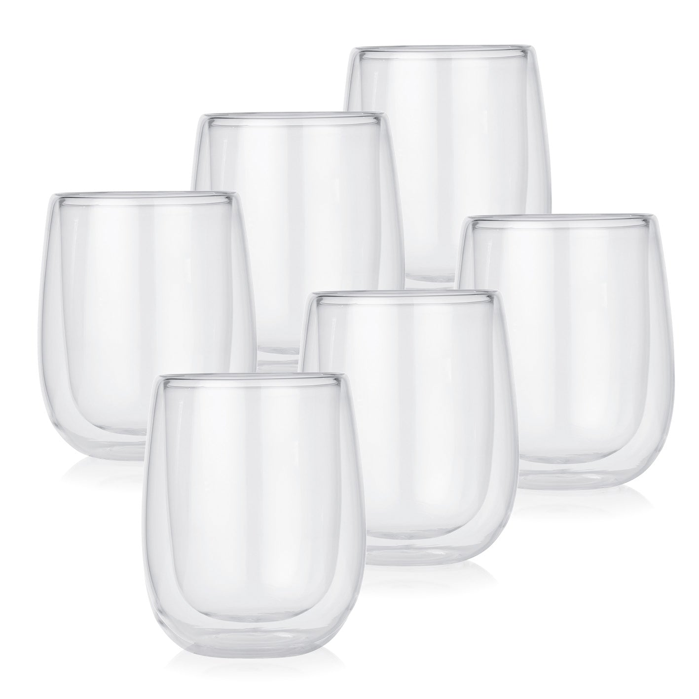 Latte Macchiato Thermogläser - 6er-Set aus doppelwandigem Borosilikatglas, wärmeisolierend, für warme und kalte Getränke.