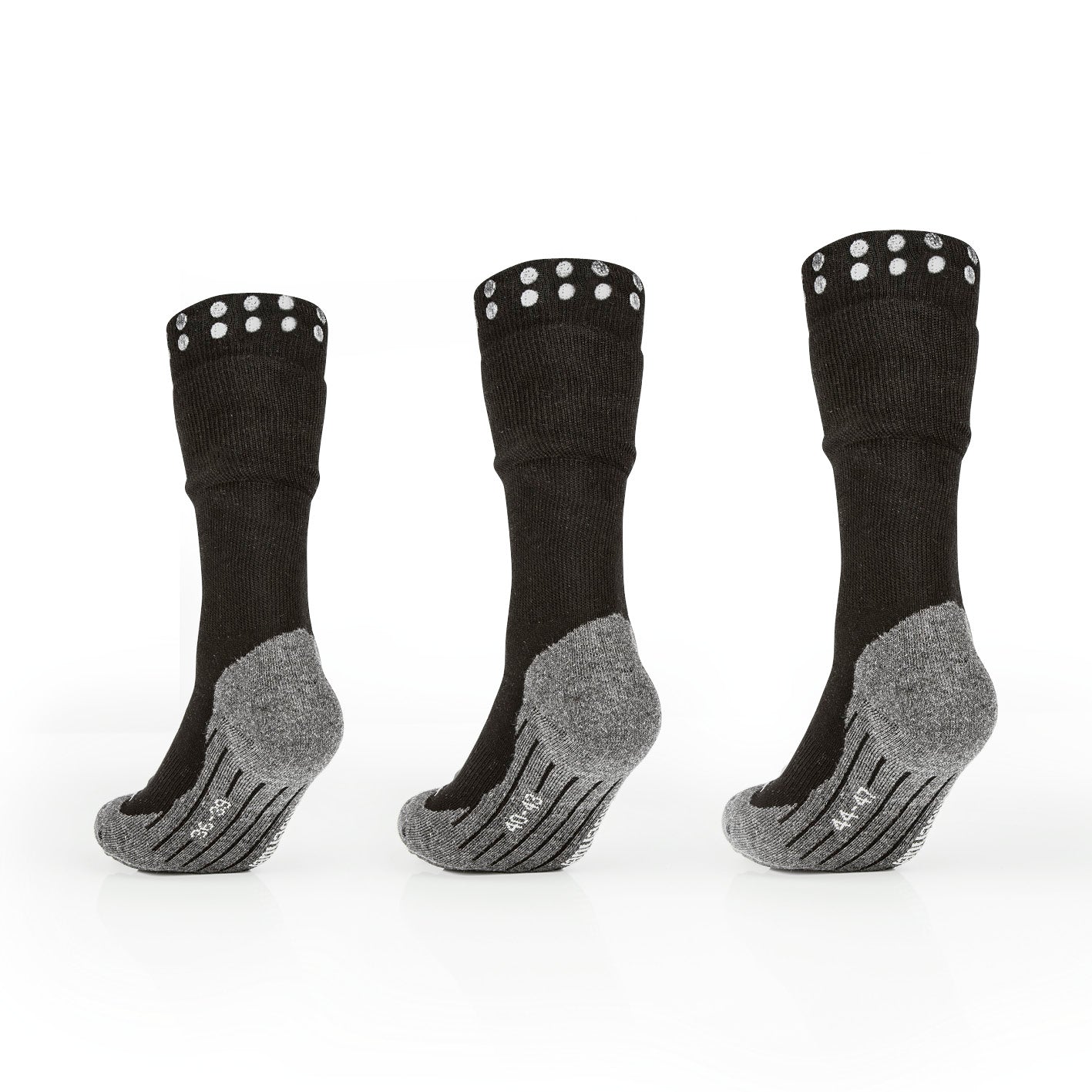 Funktions-Socke mit Doppelschaft - 2er-Set - Größe 36-39 mit Silikonstoppern, Polsterung und vergrößertem Schaft für Schutz und Komfort.