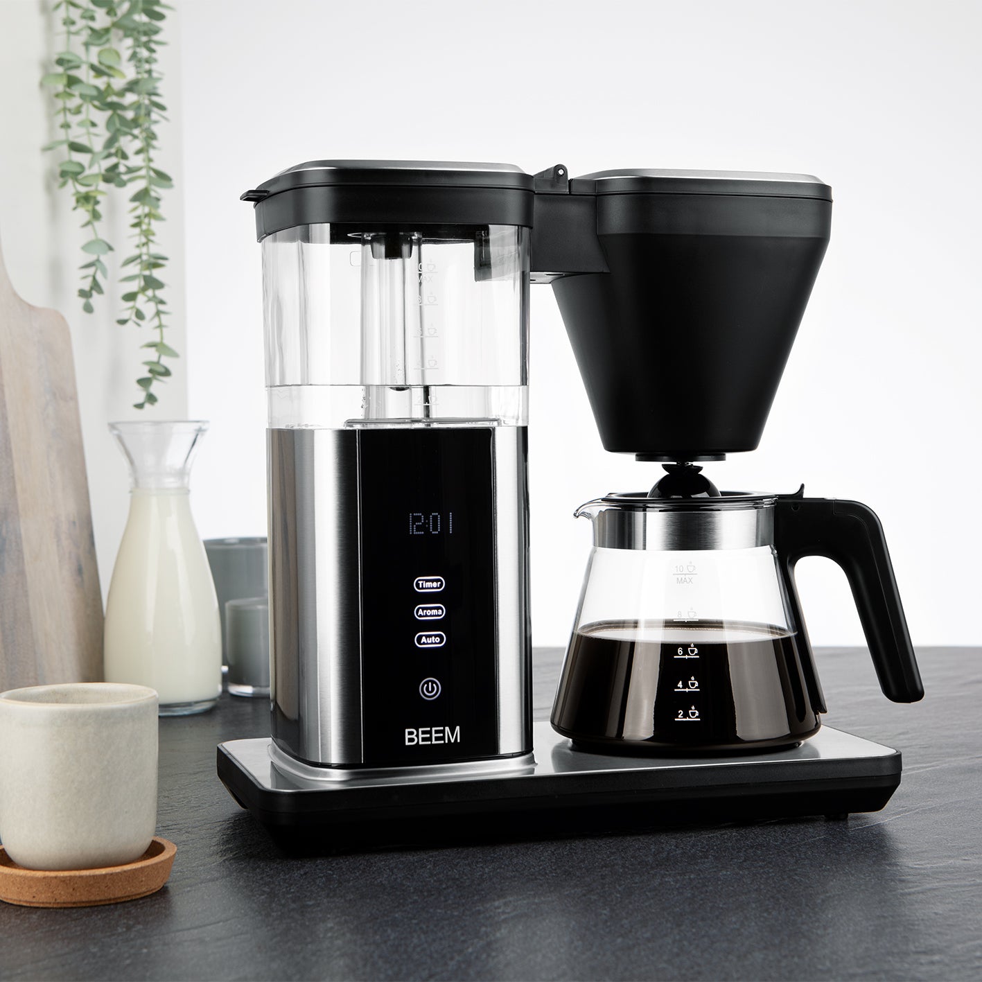 DIRECT-BREW Filterkaffeemaschine - Glas mit digitalem Touch-Display, Timer und Glaskanne für bis zu 10 Tassen Filterkaffee.