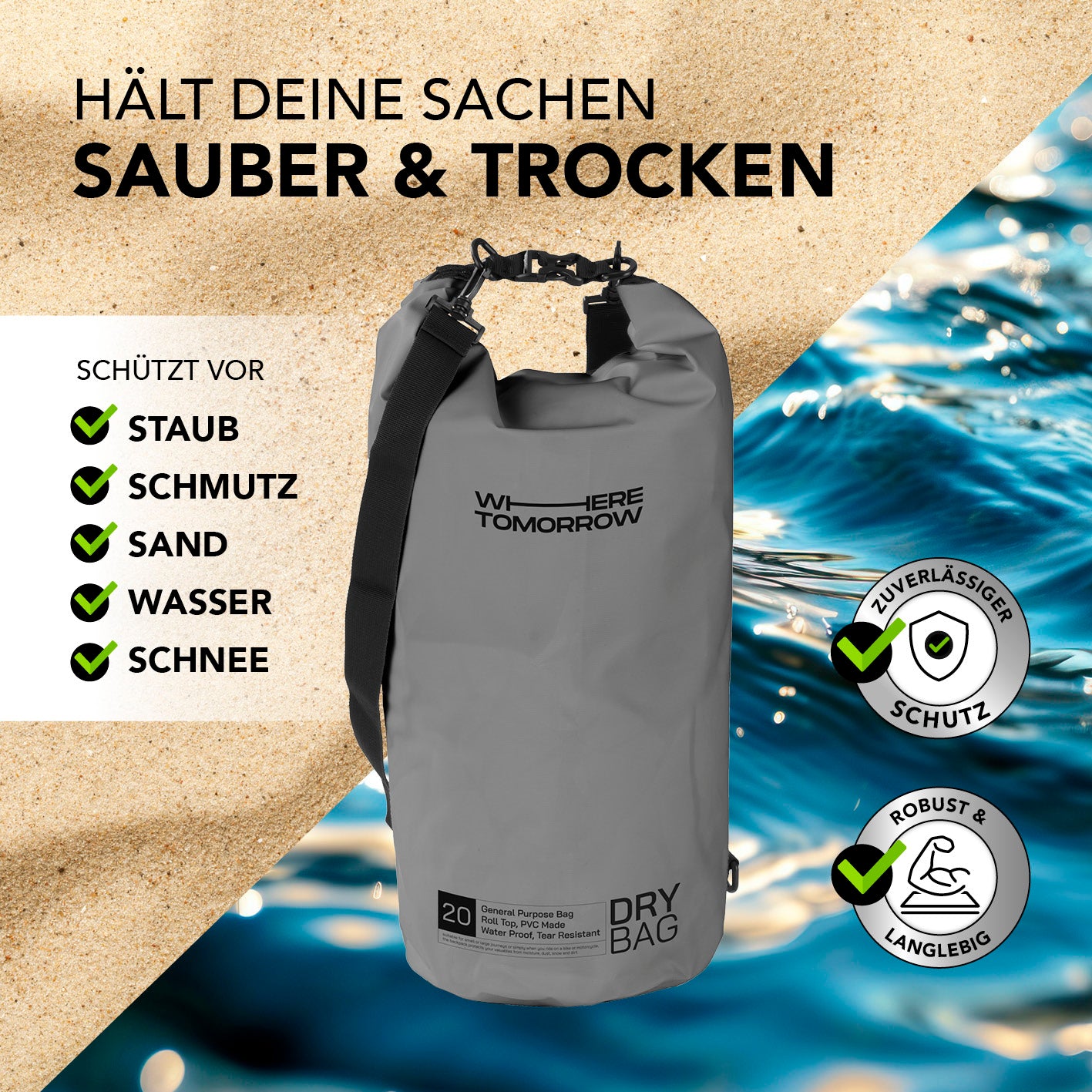 Dry Bag 20L - Style 01 - Grau