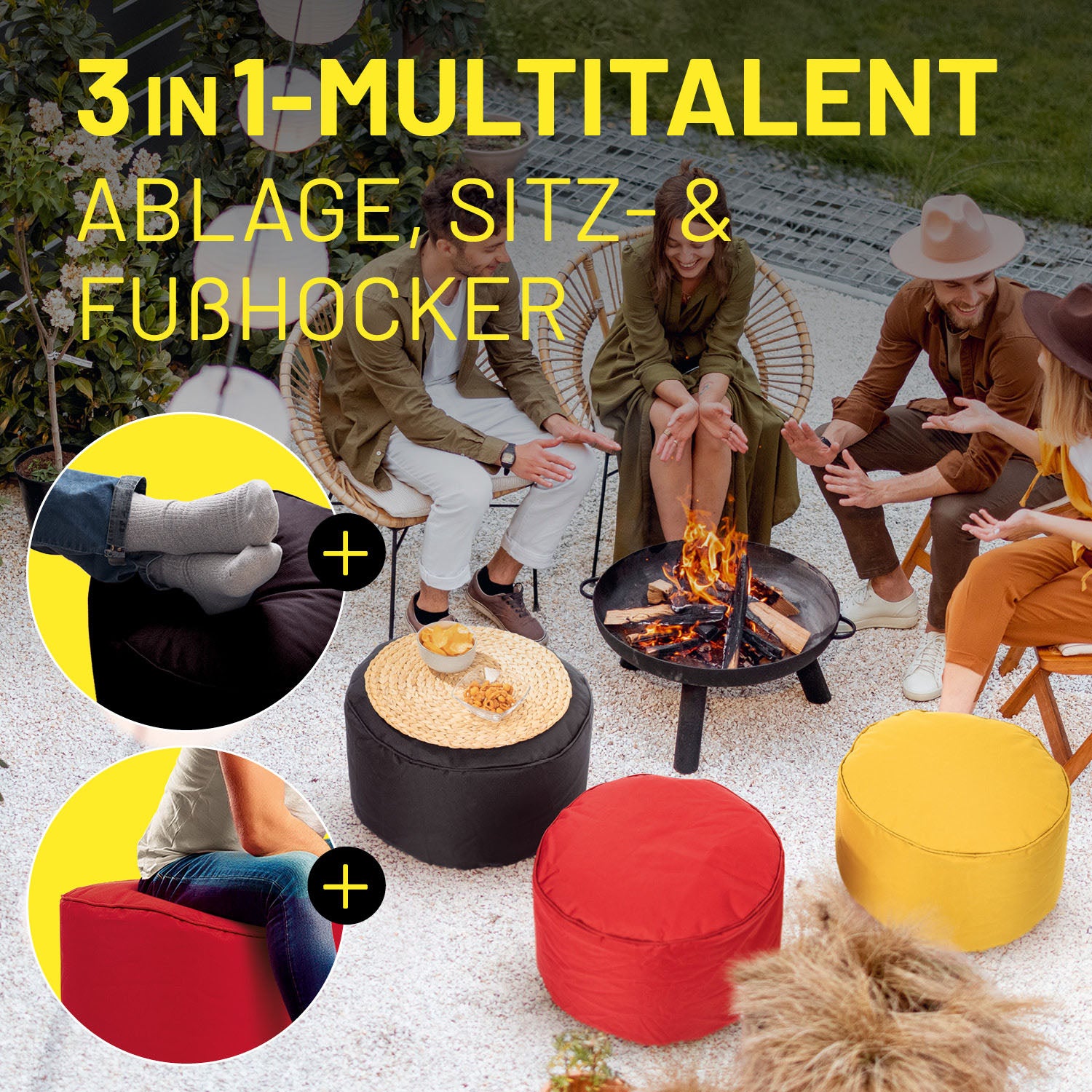 EM 2024 3er Deutschland-Set - je 1 x Schwarz, Rot & Gelb - in-/outdoor