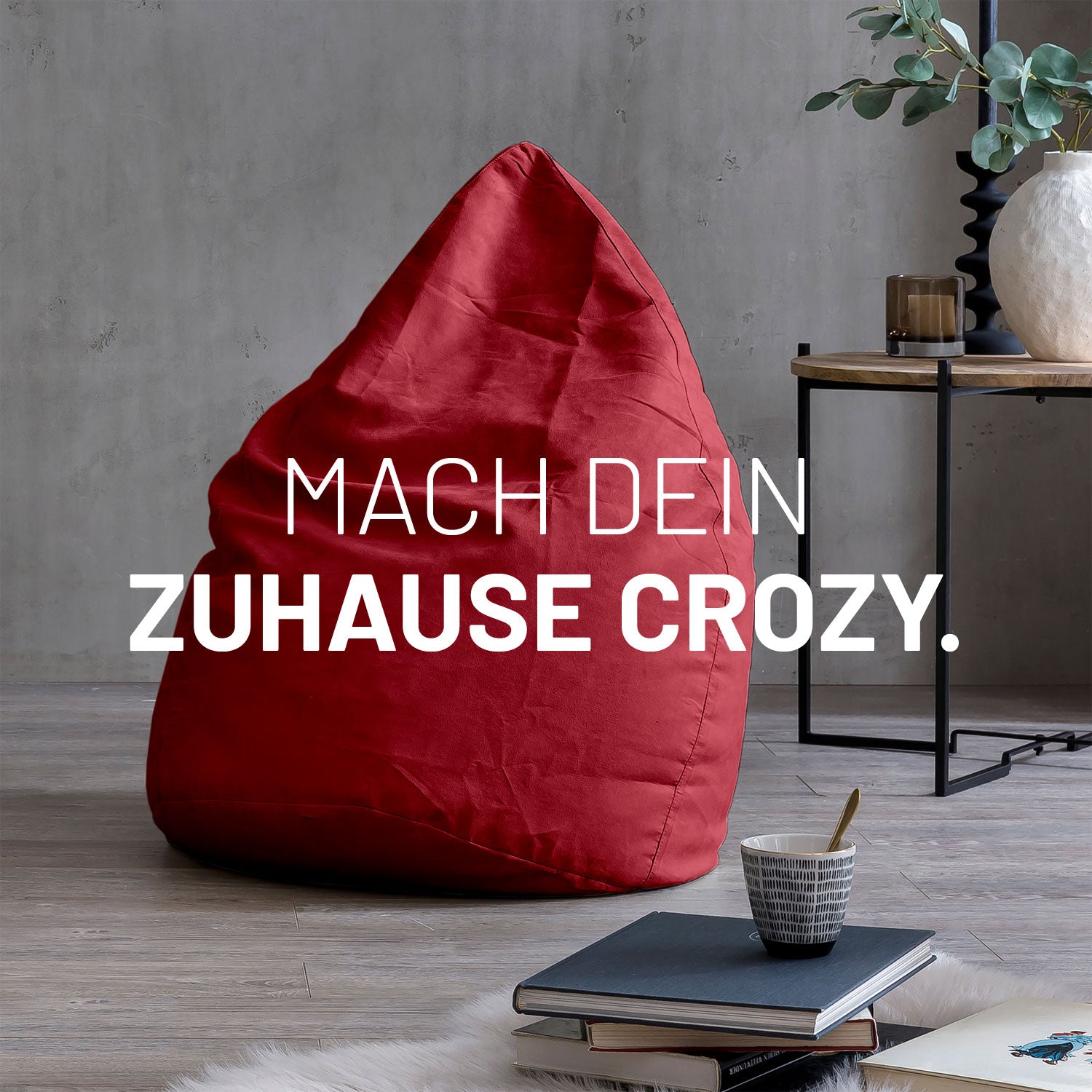 Luxury XL Sitzsack (120 L) - indoor - Rot von Lumaland, stilvoller und bequemer Sitzsack für Wohnzimmer und Kinderzimmer.