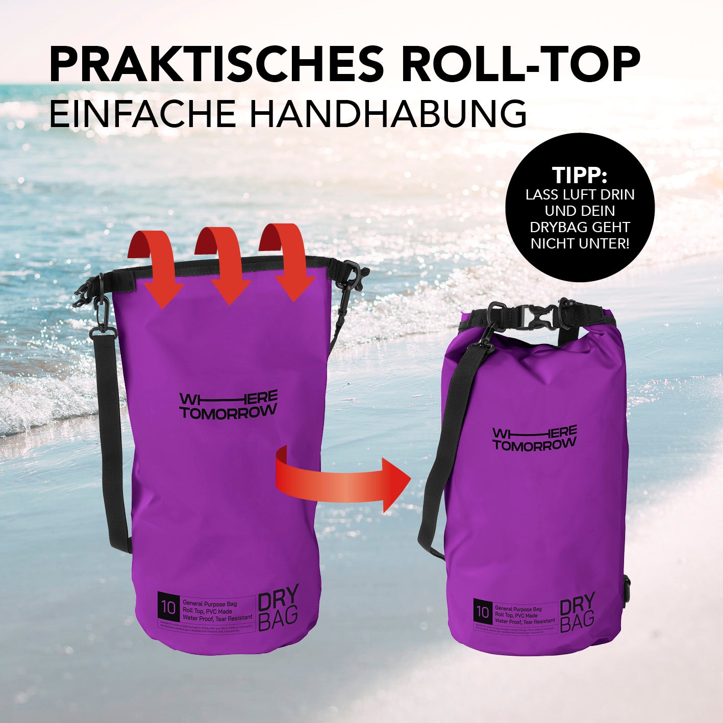 Dry Bag 10L - Style 01 - Lila