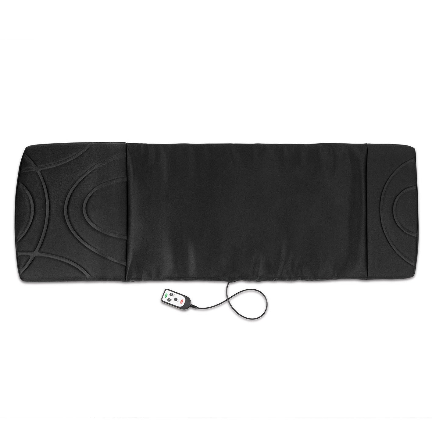 Massagematte 5-Zonen 12V schwarz mit 5 Vibrationsmotoren, Wärmefunktion, 3 Zonen und Fernbedienung für Ganzkörpermassage.