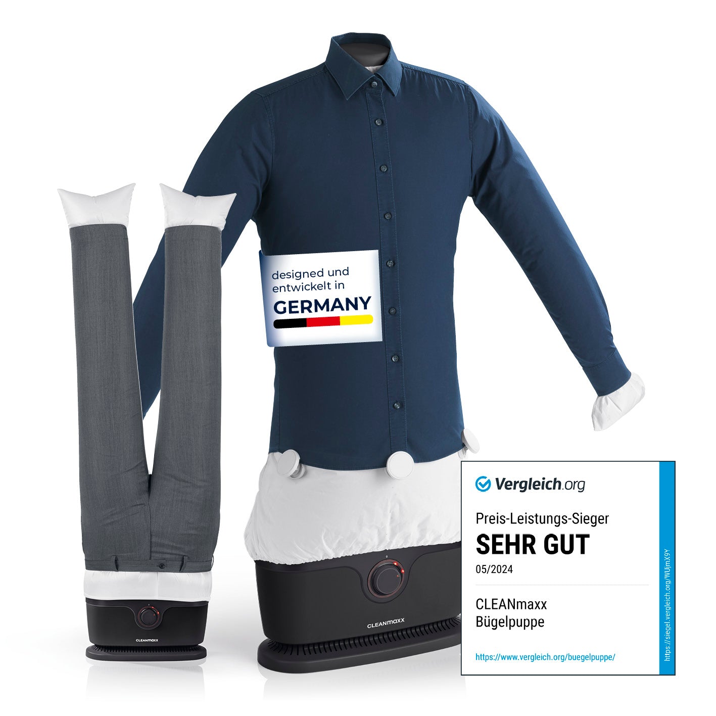Hemdenbügler PRO mit Hosenaufsatz - Schwarz