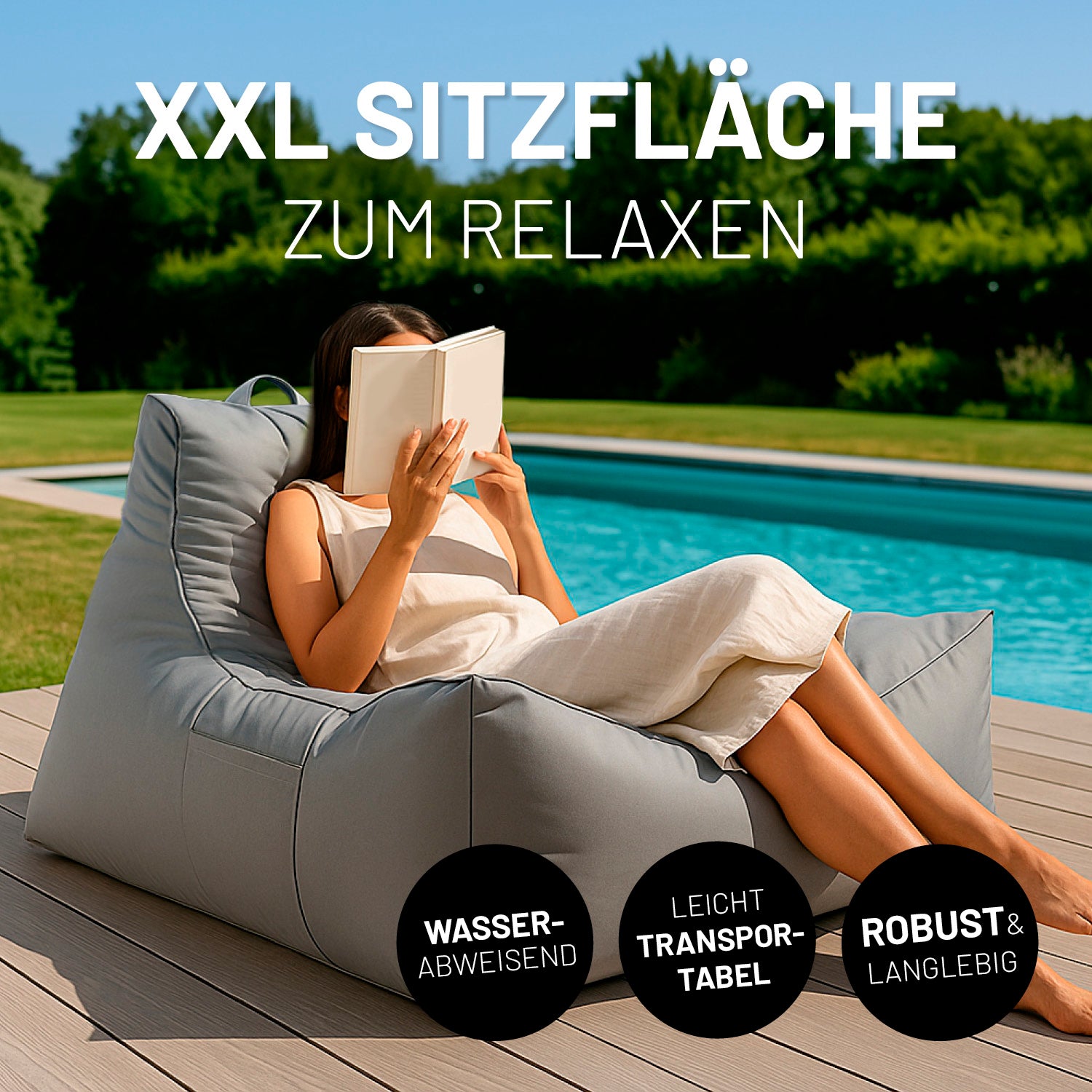 Premium Lounge-Sessel - 380 L - 100 x 100 x 80 cm - Grau
