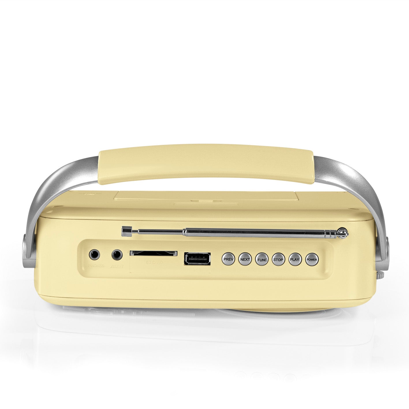 Radio Retro - Vanille mit Tragegriff, Teleskopantenne, AUX, USB, SD-Slot und Bluetooth-Funktion im Retro-Design der 50er Jahre.