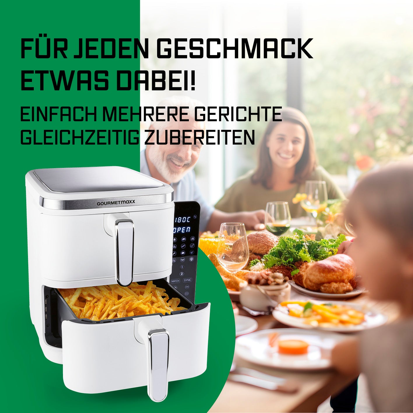 FryUp Vertikale Doppelkammer-Heißluftfritteuse - Weiß