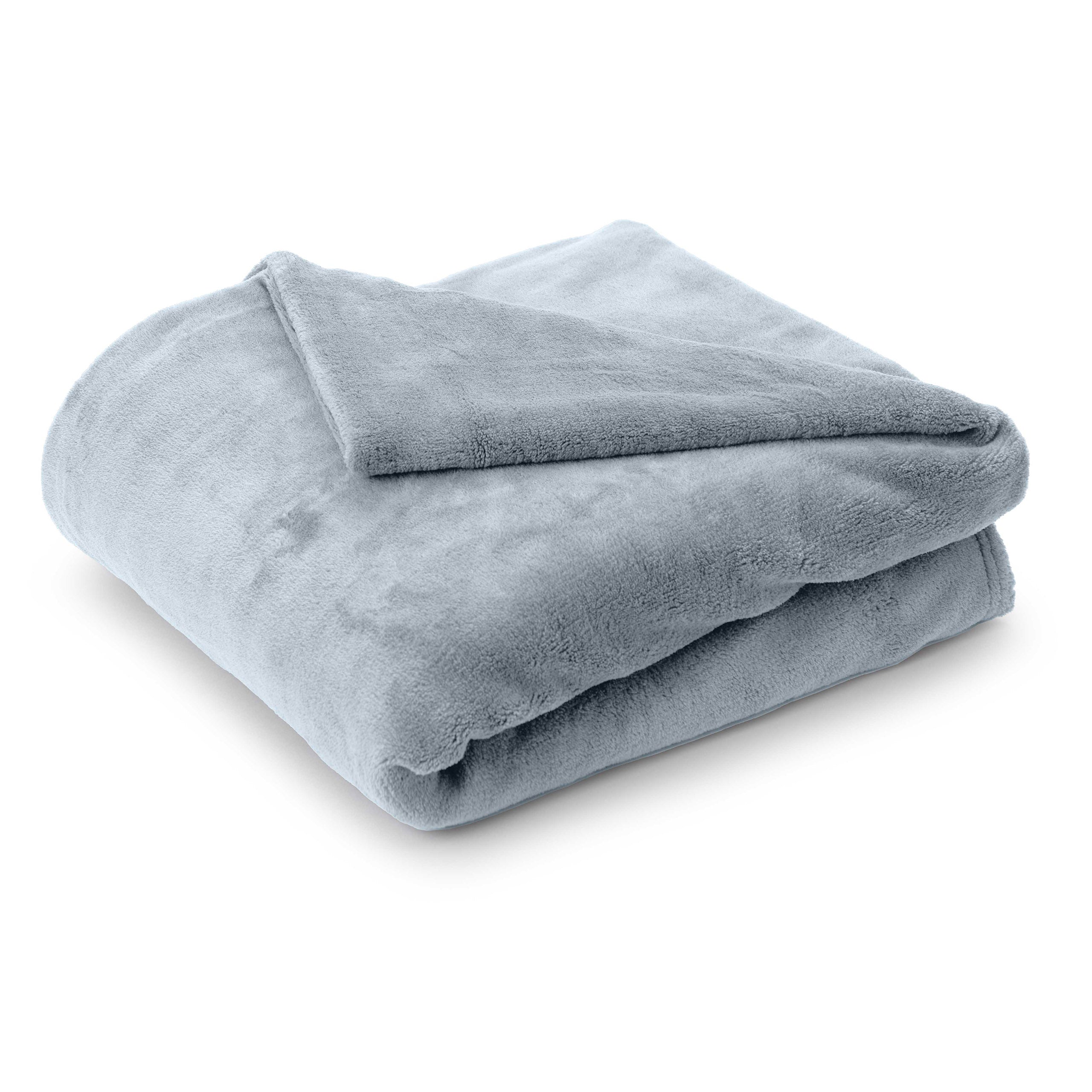 Kuscheldecke - 220x240 cm - Sofadecke & Tagesdecke - Hellblau aus weichem Coral-Fleece, vielseitig und pflegeleicht bei 30°C waschbar.