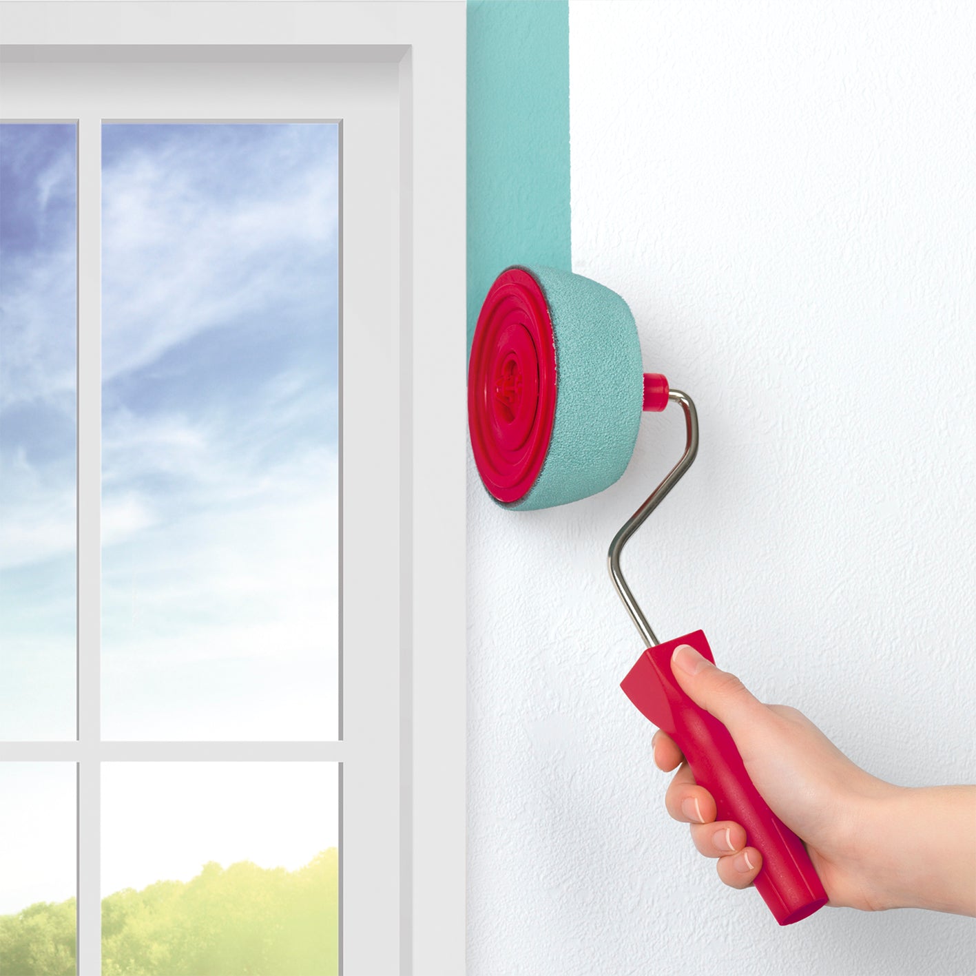 Streichset Paint Maxx Pro 5-tlg. mit Mikrofaserpads für sauberes und gleichmäßiges Auftragen ohne Abkleben an Wandkante.