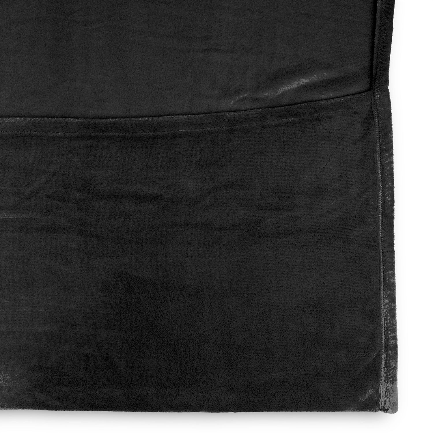 Kuscheldecke - 170 x 200 cm - 50 cm Fußtasche - Sofadecke & Tagesdecke in Schwarz aus weichem Coral-Fleece, pflegeleicht und waschbar.