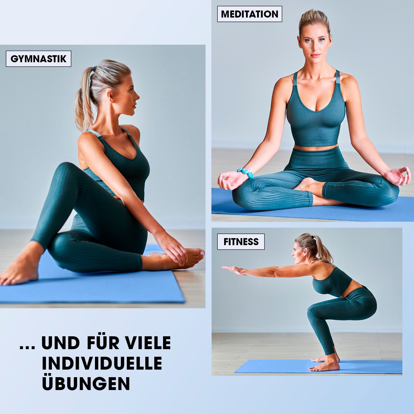 Fitness- und Gymnastikmatte - 183 x 61 x 1,5 cm - Blau