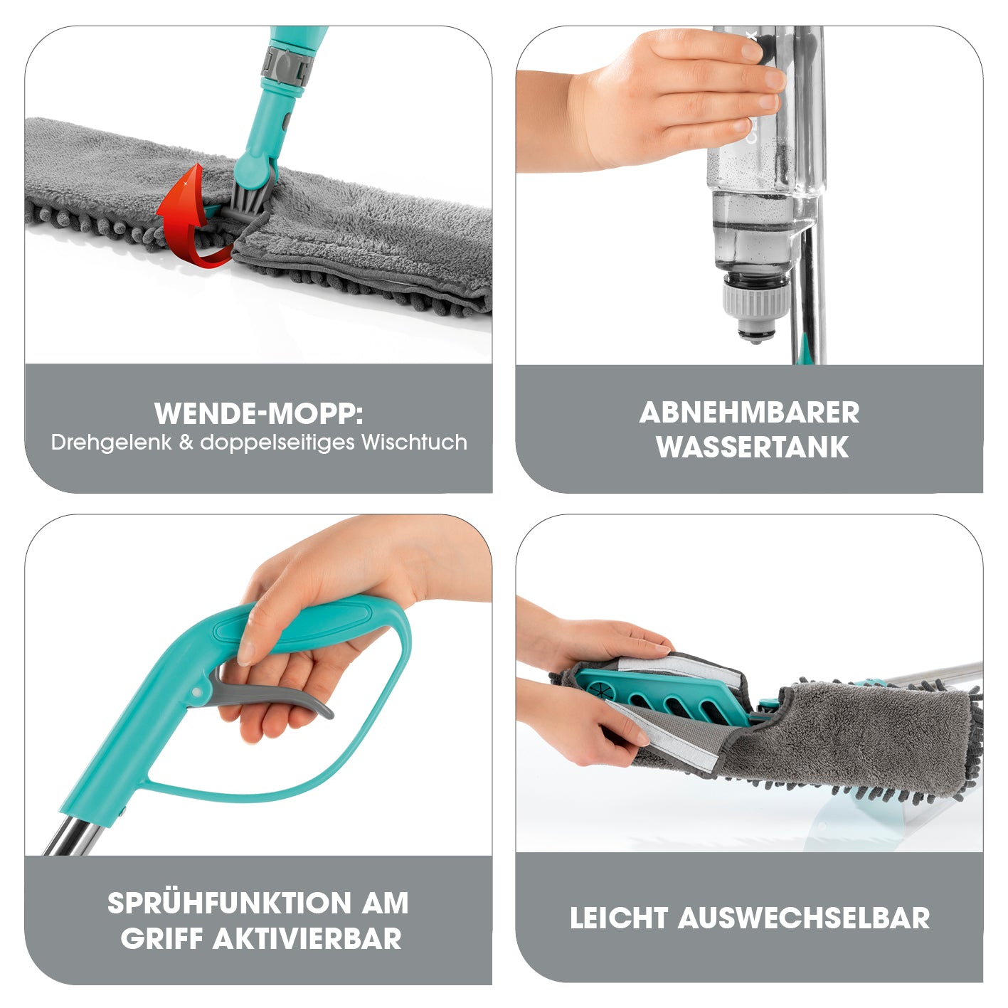 Spray-Mopp mit Wendefunktion - türkis