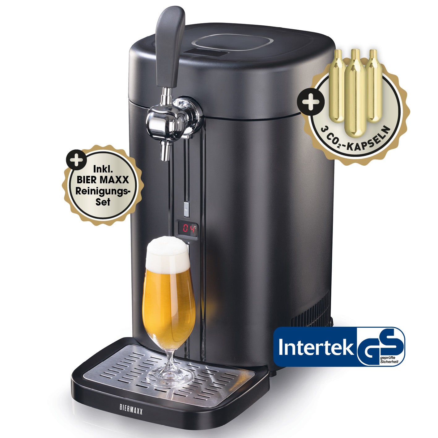 Bierzapfanlage - Zapfen wie die Profis mit digitaler Temperaturanzeige, CO2-Kapseln und professionellem Kühlsystem für frisches Fassbier.
