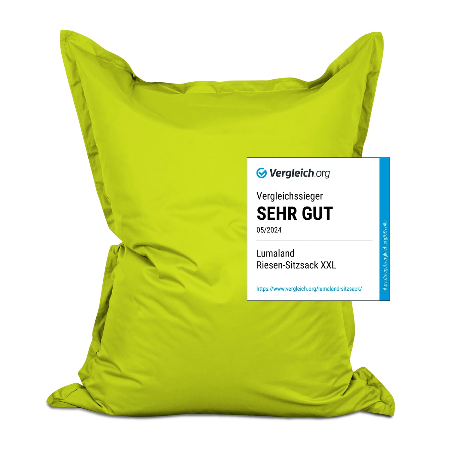 Sitzsack Classic XXL (380 L) Apfelgrün, indoor & outdoor, mit extra starker Naht und pflegeleichtem Material.