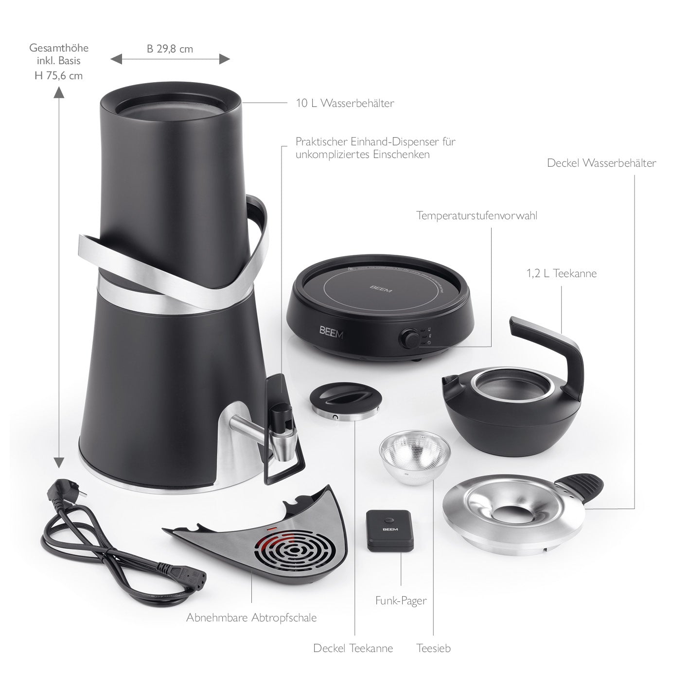 Samowar Amira mit Dispenser 10l - 2000W - schwarz matt