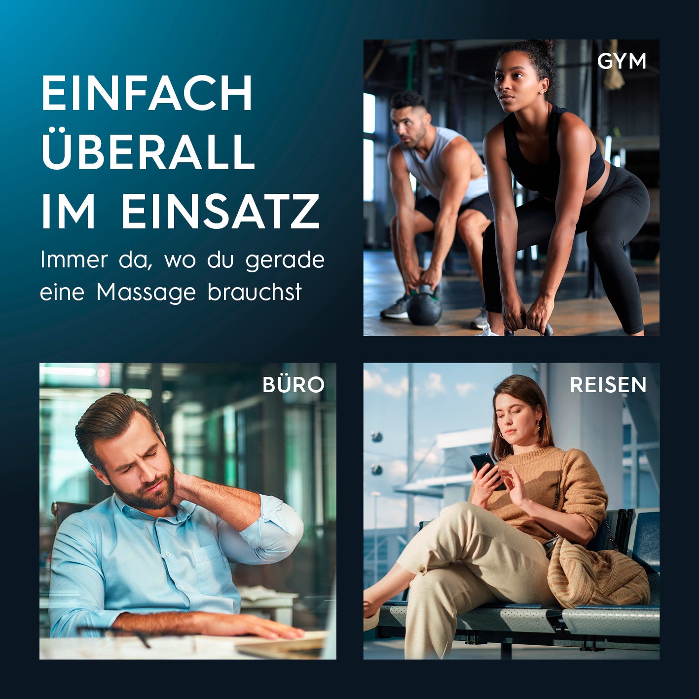 Massagegerät Mini-Gun - schwarz/silber, leicht und handlich, ideal für Gym, Büro und Reisen zur schnellen Muskelentspannung unterwegs.