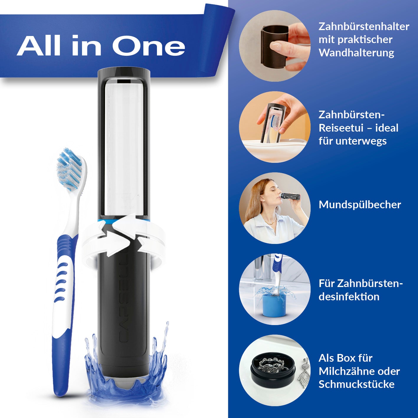 Zahnbürstenbox - schwarz - 2er-Set