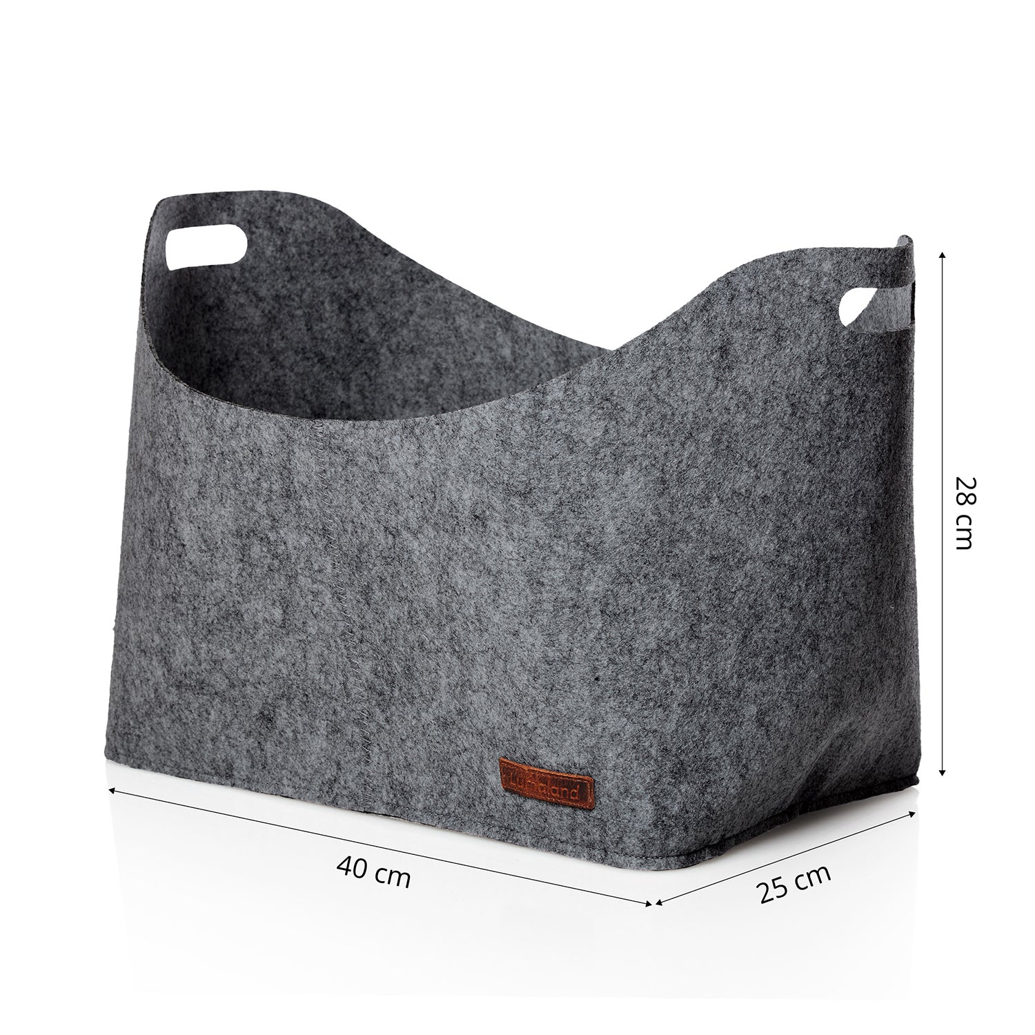 Kaminholztasche aus Filz mit Tragegriff - 40 x 25 x 28 cm, dunkelgrau, ideal für Holz, Bücher und Spielzeug.