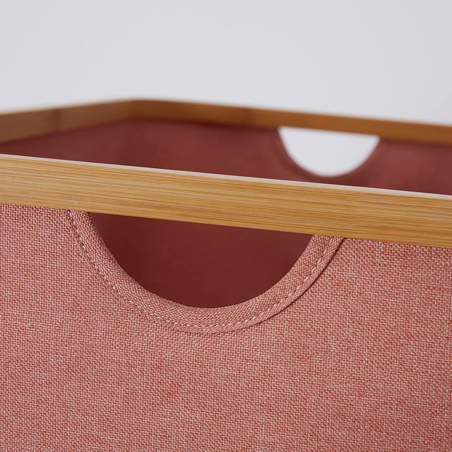 Aufbewahrungsboxen mit Bambus-Rahmen - 3er-Set - Rosa, rechteckig, stabil, pflegeleicht, stapelbar, verschiedene Größen von LUMALAND.