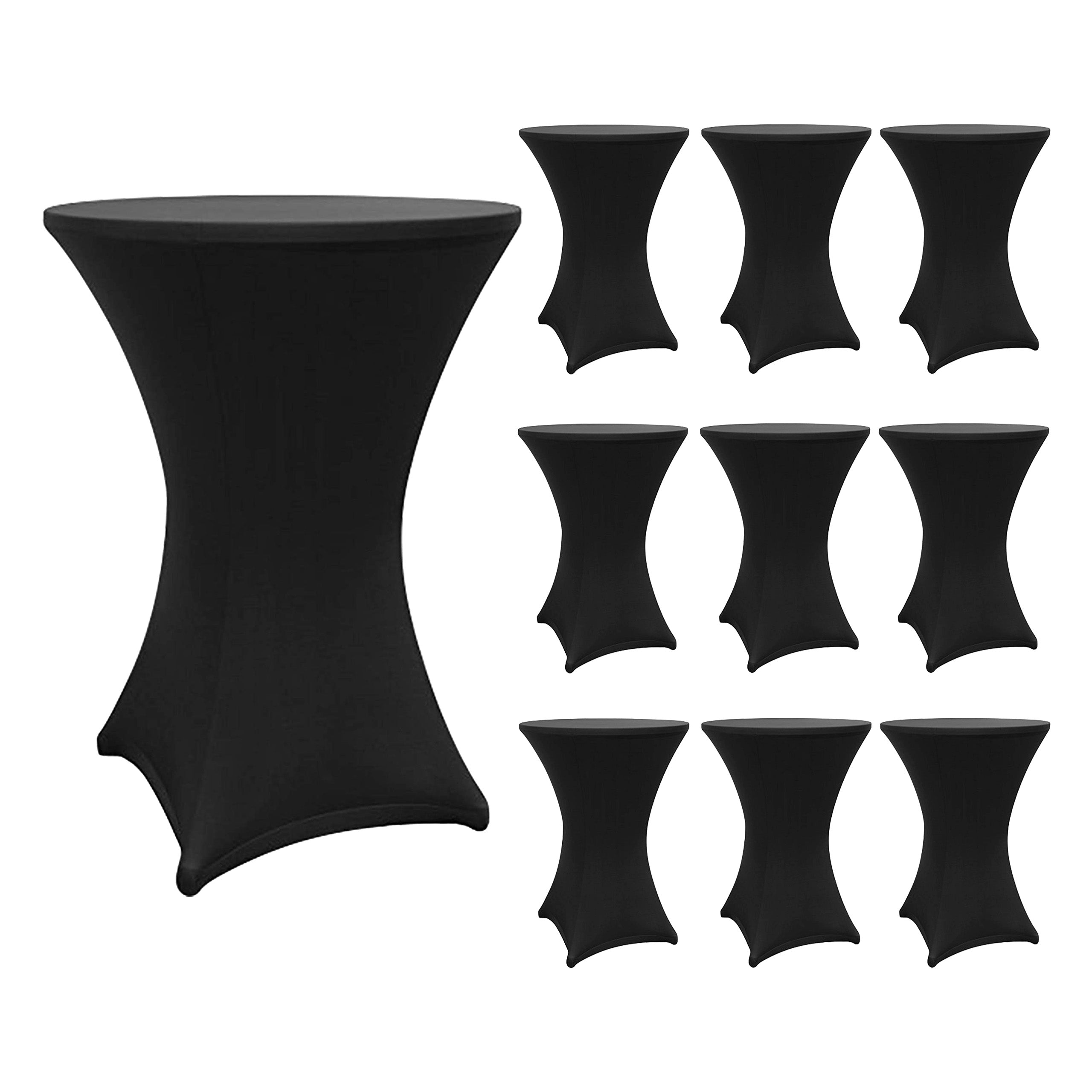 Stehtischhusse - Tisch Bezug - Husse - Ø 80-85 cm - Schwarz - 10er-Set
