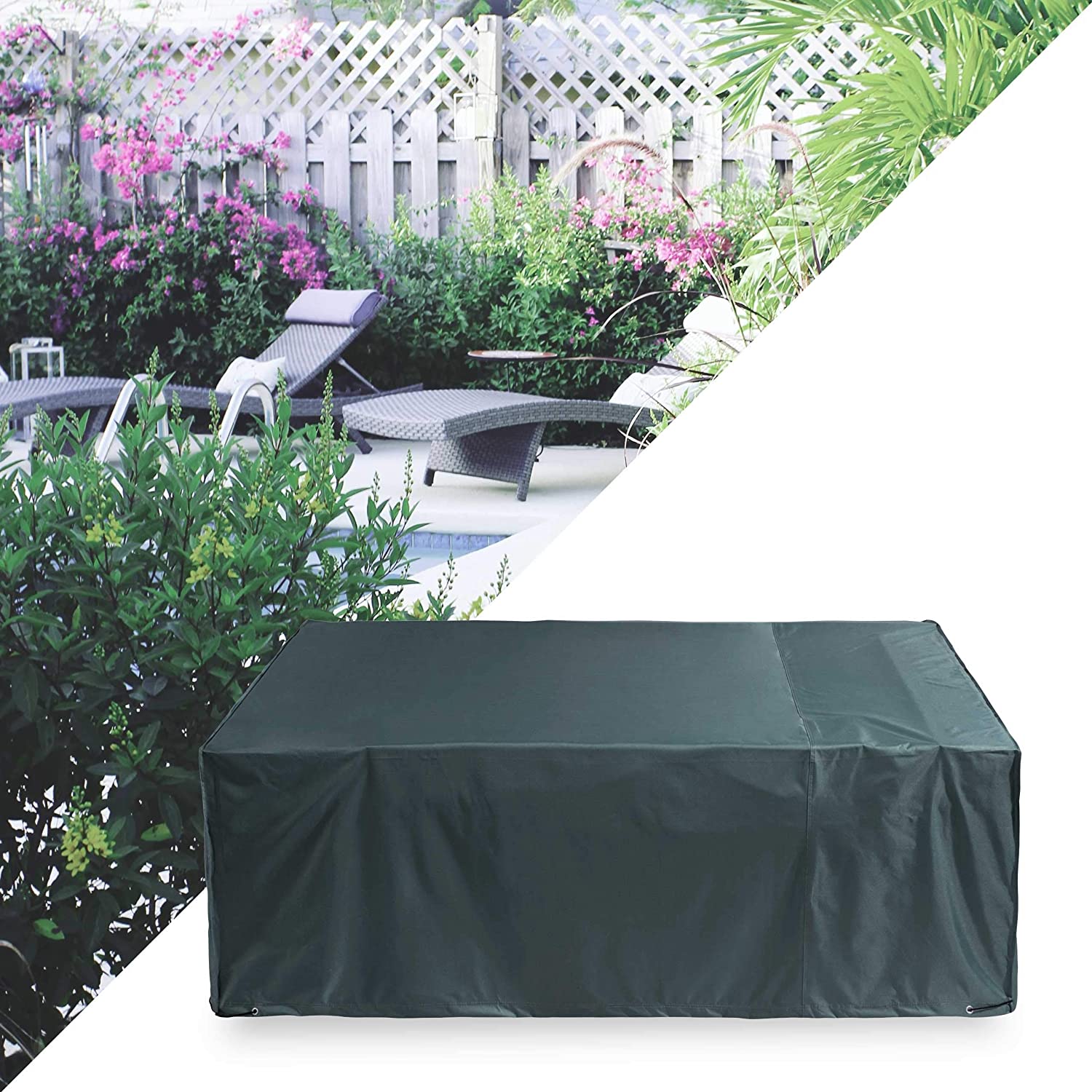 Abdeckplane für Gartenmöbel - 240 x 140 x 90 cm in Grün/Grau, wasserdichte Schutzhaube aus reißfestem 600D Oxford Gewebe mit UV-Schutz.