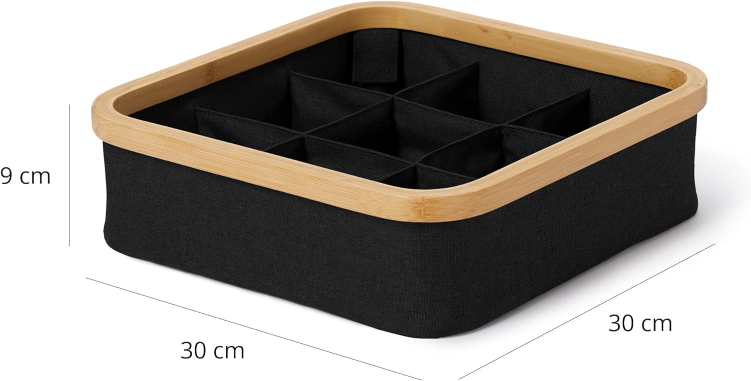 Organizer mit Bambus-Rahmen - 3er-Set - Anthrazit