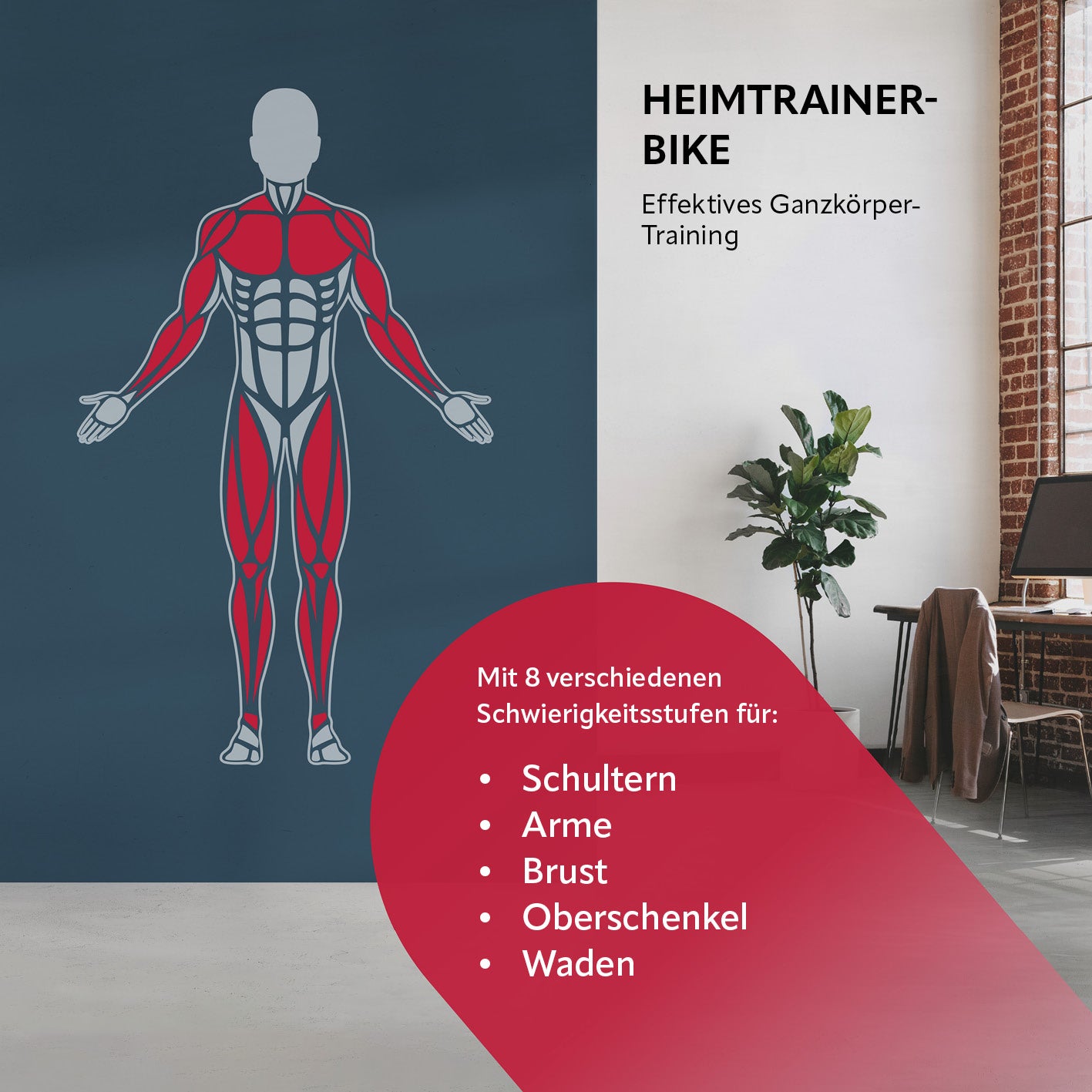 Heimtrainer Fitness Bike mit Expanderbänder