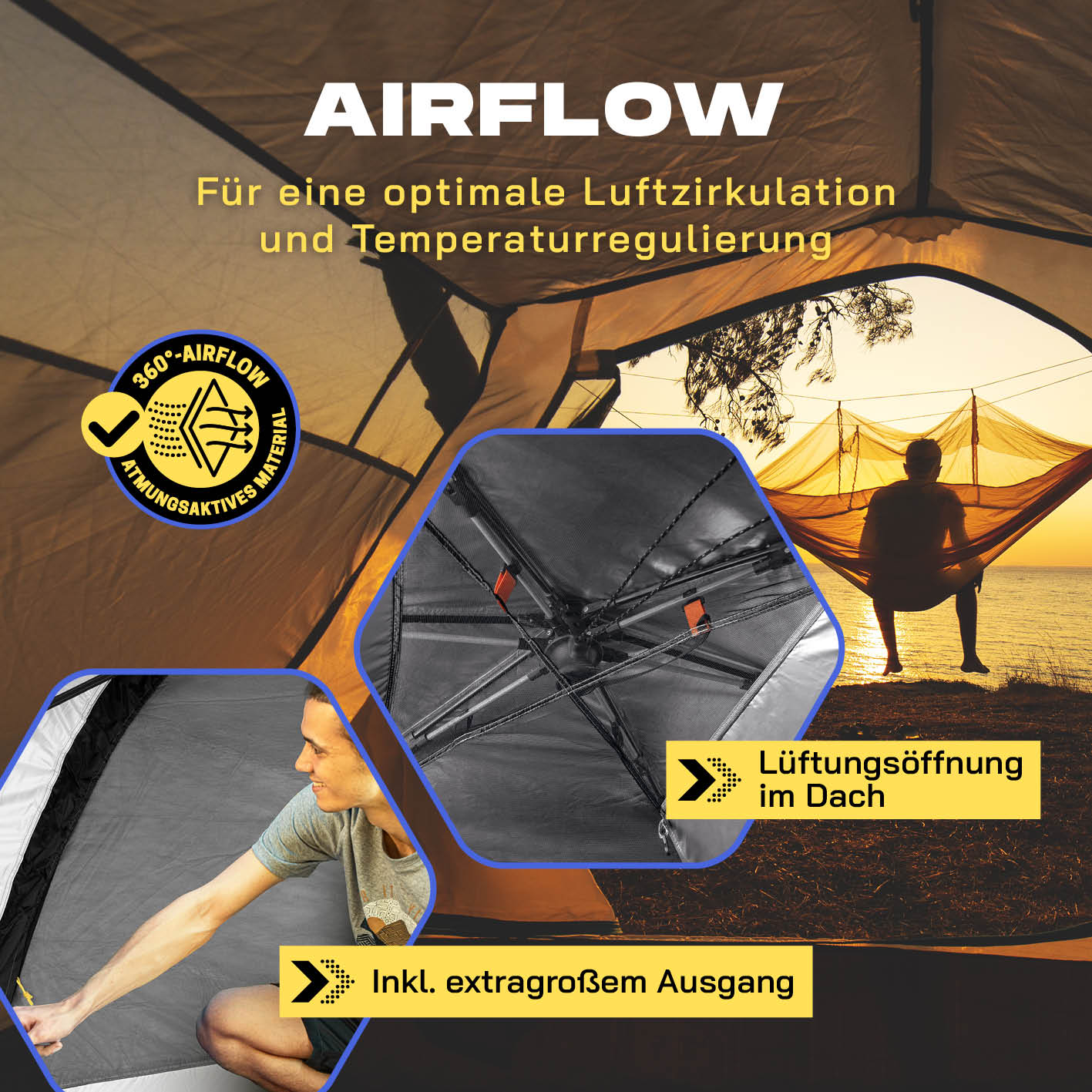 Pop-up-Wurfzelt für 4 Personen mit Kühleffekt - weiß/schwarz