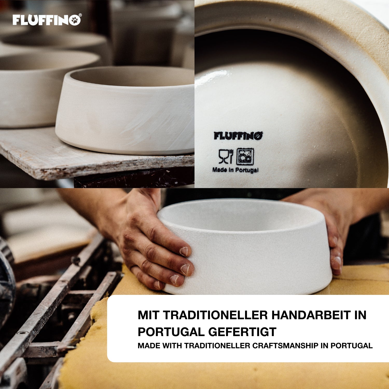 Hundenapf / Futternapf Keramik - 800 ml - Lebensmittelecht - Blau, handgefertigt in Portugal, langlebig und spülmaschinenfest.