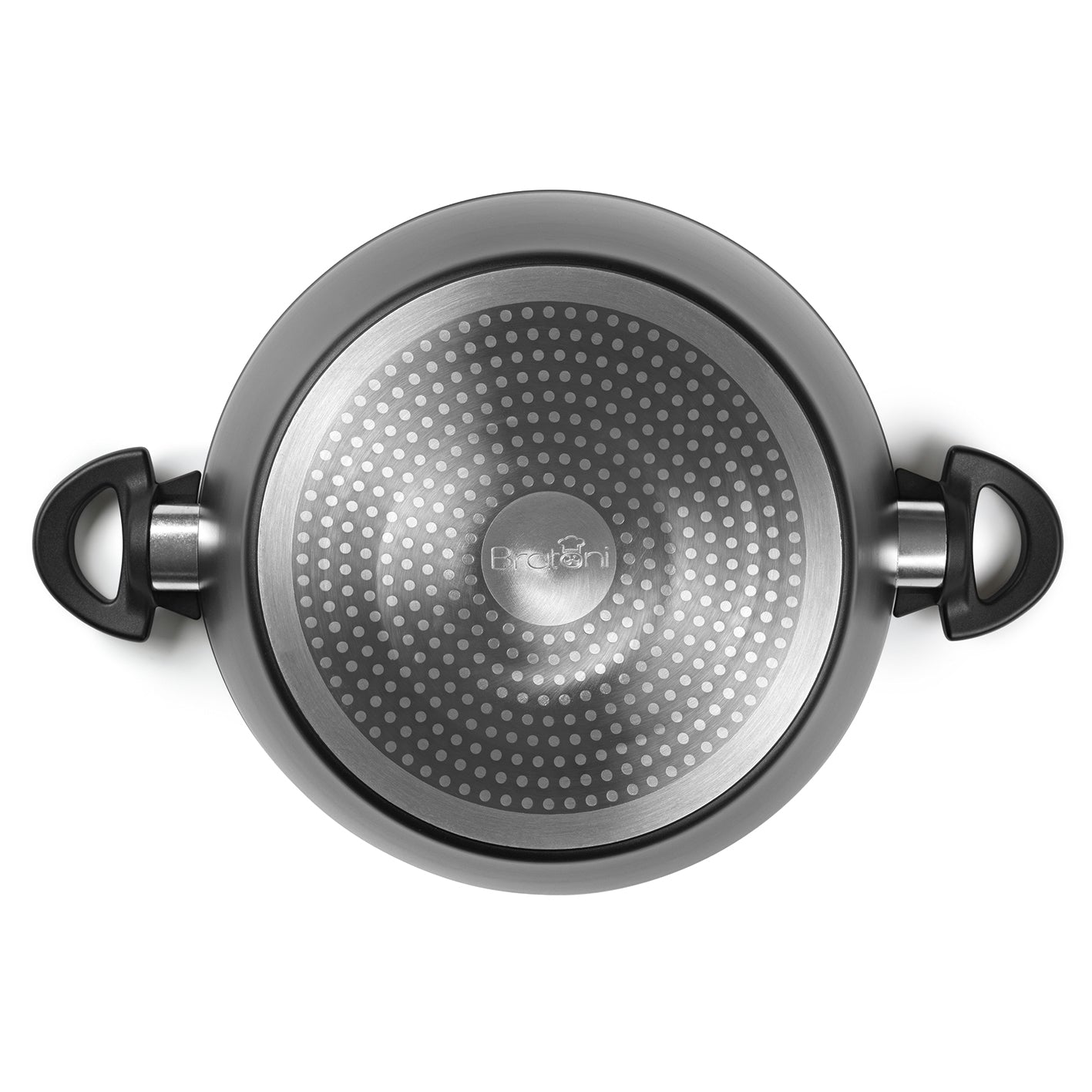 Aluminium-Kochtopf geschmiedet - 20 cm - schwarz, robust, kratzunempfindlich, Cool-Touch-Griffe, geeignet für alle Herdarten inklusive Induktion.