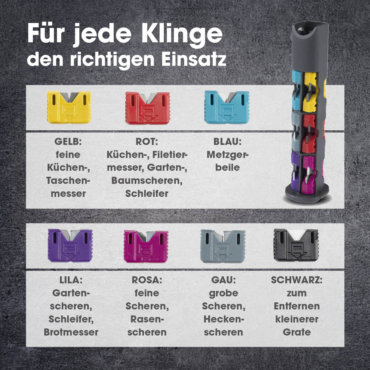 Klingenschärfer und Schärfeinsätze - für Messer, Werkzeug, Gartengeräte
