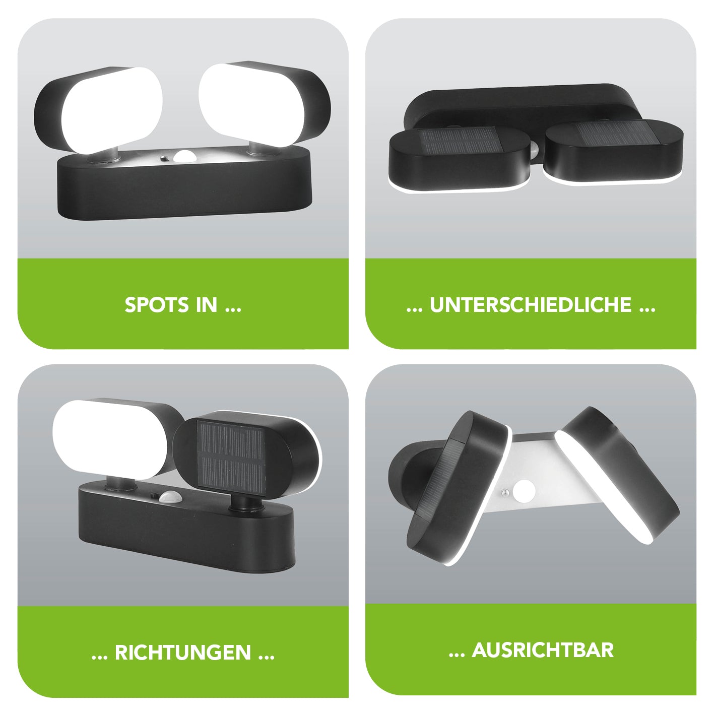 Doppel-Solarstrahler mit Bewegungsmelder - 2er-Set