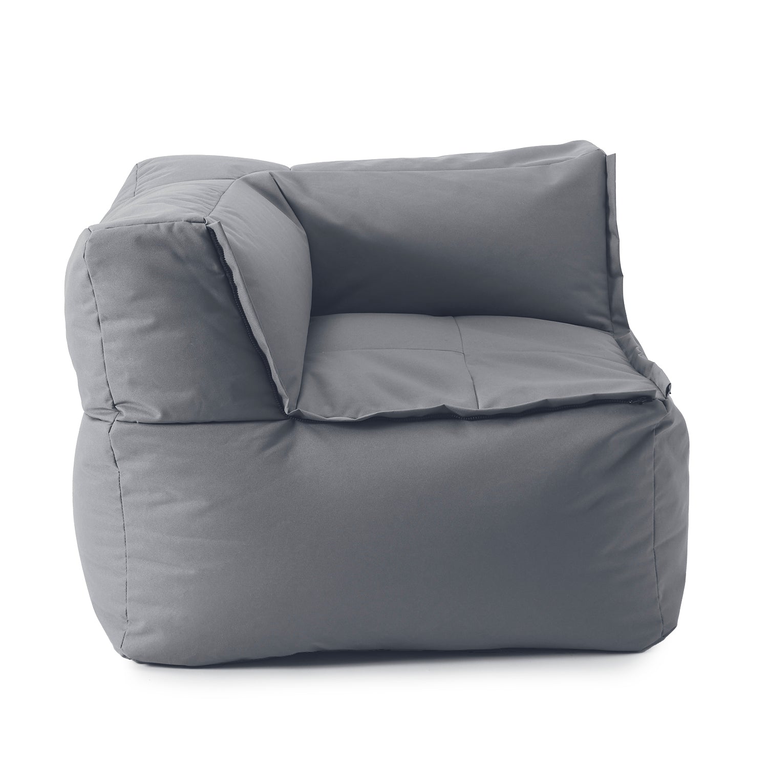 Sitzsack-Sofa Ecke (340 L) grau, modular, indoor & outdoor, extrastark, mit robusten Nähten und abwischbarem Bezug.